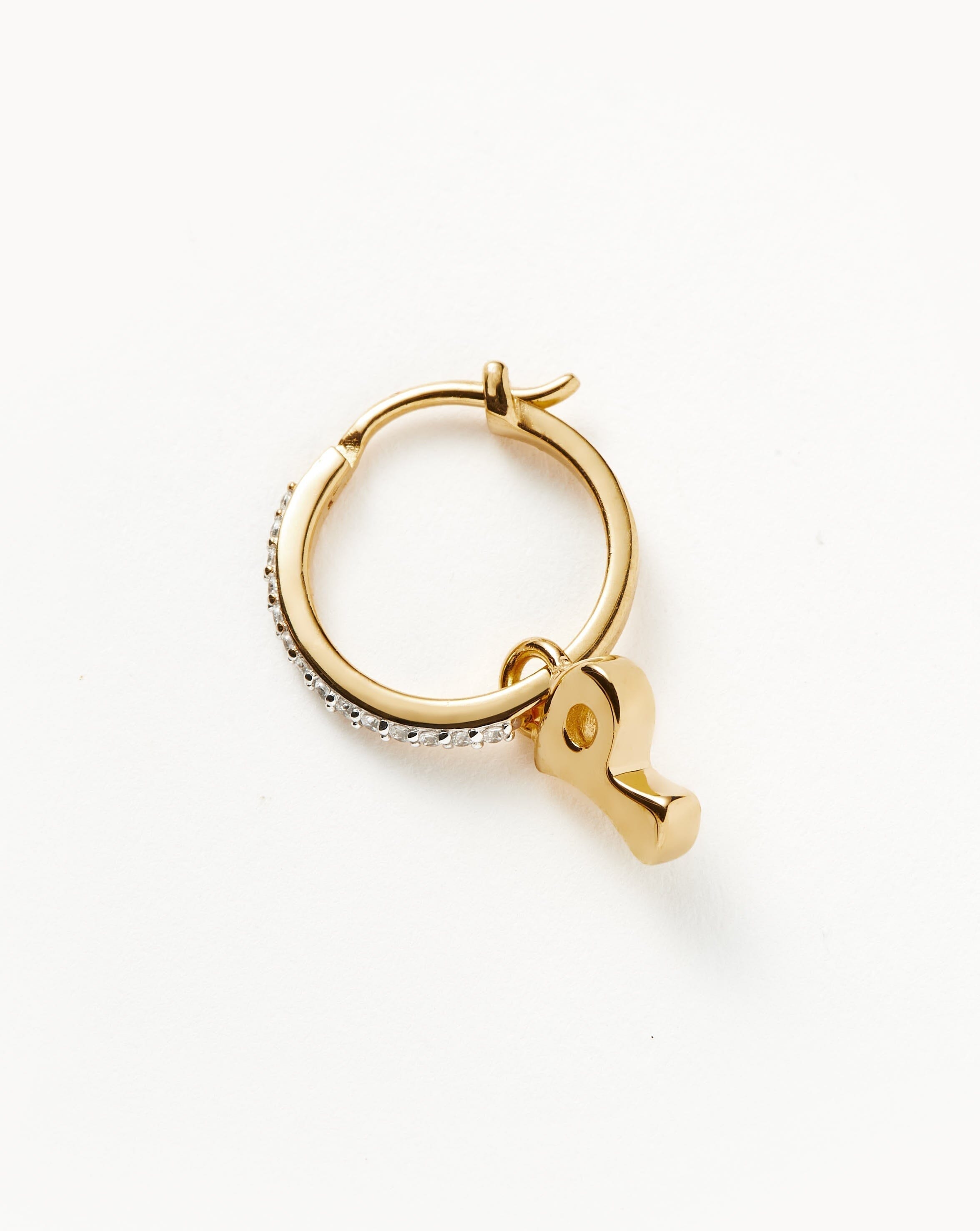 Personalized Initial Single Charm Hoop Earrings | 18K Gold Vermeil | Monogram Letter Jewelry for Women | Perfect Gift for Birthday, Anniversary & Everyday Wear