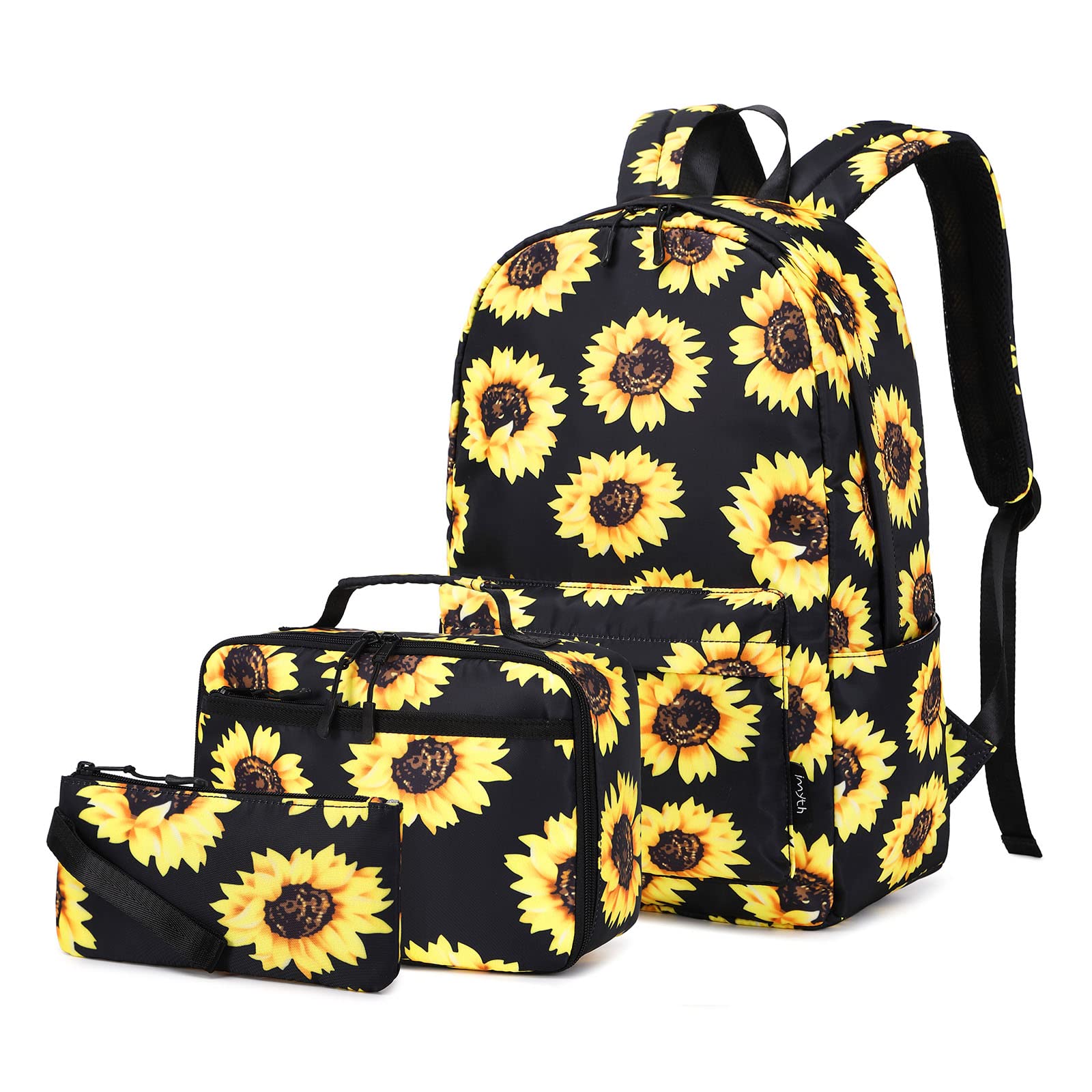 Stylish Teen Girls Backpack Set - 3-in-1 School Bookbag with Lunch Box & Pencil Case - Perfect for Middle School, High School & College Students - Great Gift for Girls