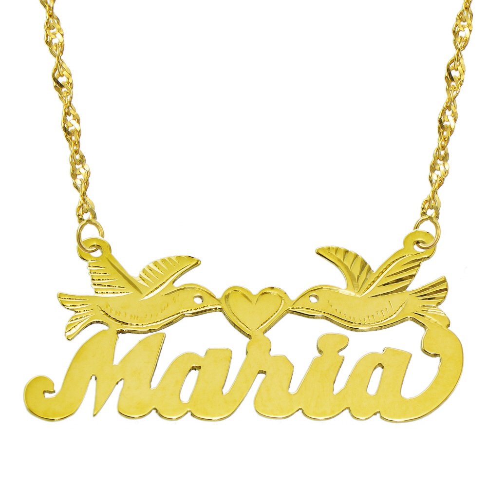 14K Yellow Gold Personalized Name Plate Necklace - Custom Engraved Pyramid Jewelry for Women - Perfect Gift for Birthday, Anniversary & Valentine's Day