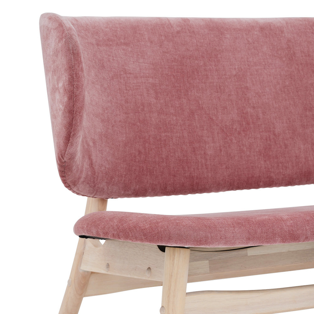POLARA 2 Seater Lounge Chair - Modern Oak Wood Frame with Salmon Fabric - Perfect for Living Room, Patio or Office Relaxation