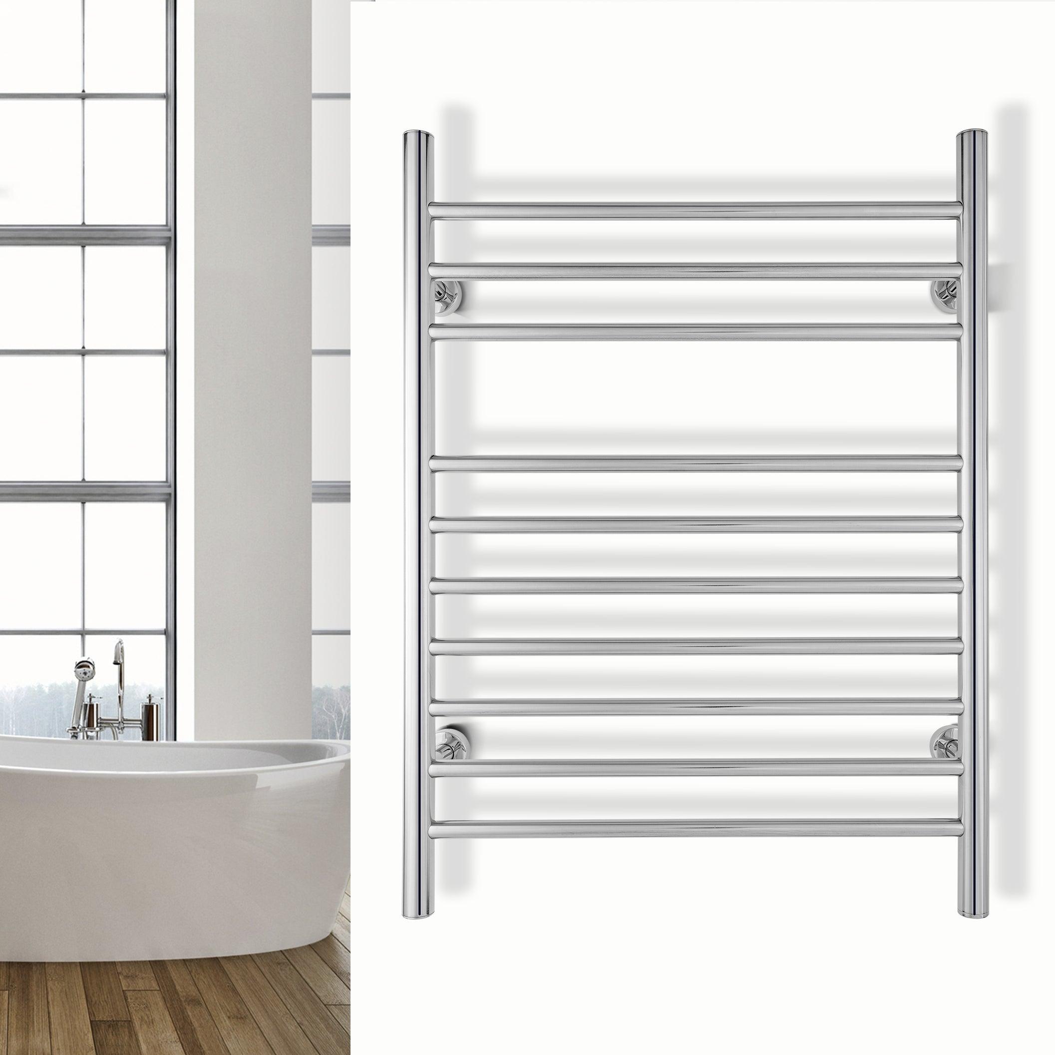 WarmlyYours Infinity Straight Dual Connect Hardwired & Plug-In Electric Towel Warmer 23.6