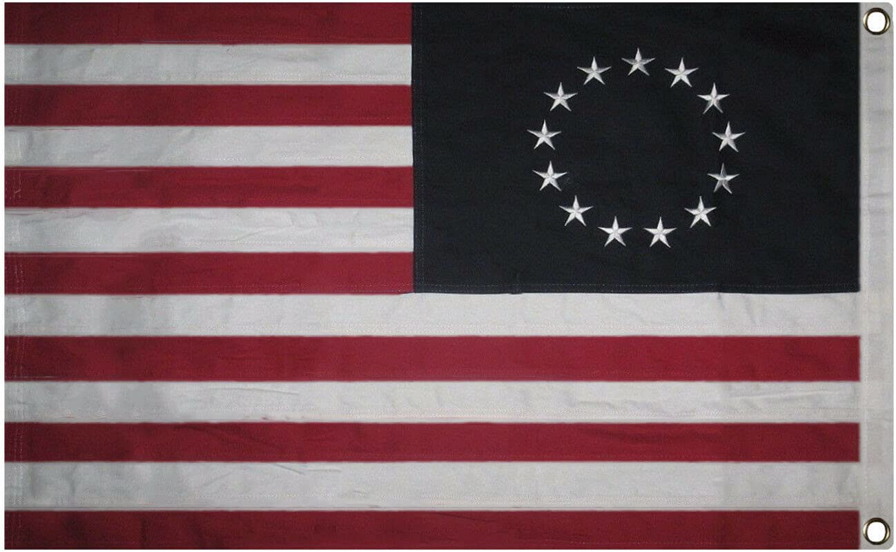 2x3 Feet Heavy Duty Sewn Cotton Betsy Ross American Flag - Premium Quality Fade Resistant with Sewn Stripes - Perfect for Tea Party Decorations, Historical Displays & Indoor Patriotic Events