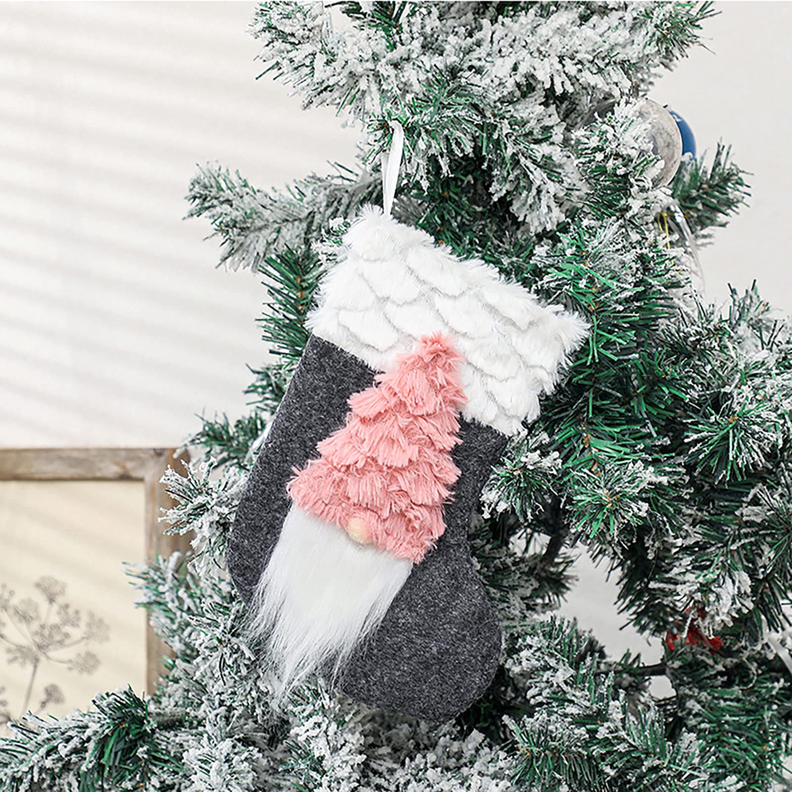 FlekmanArt 3D Gnome Christmas Stockings - Santa Fireplace Hanging Stockings for Family Holiday Decorations | Perfect for Christmas Tree, Mantel & Xmas Party Decor