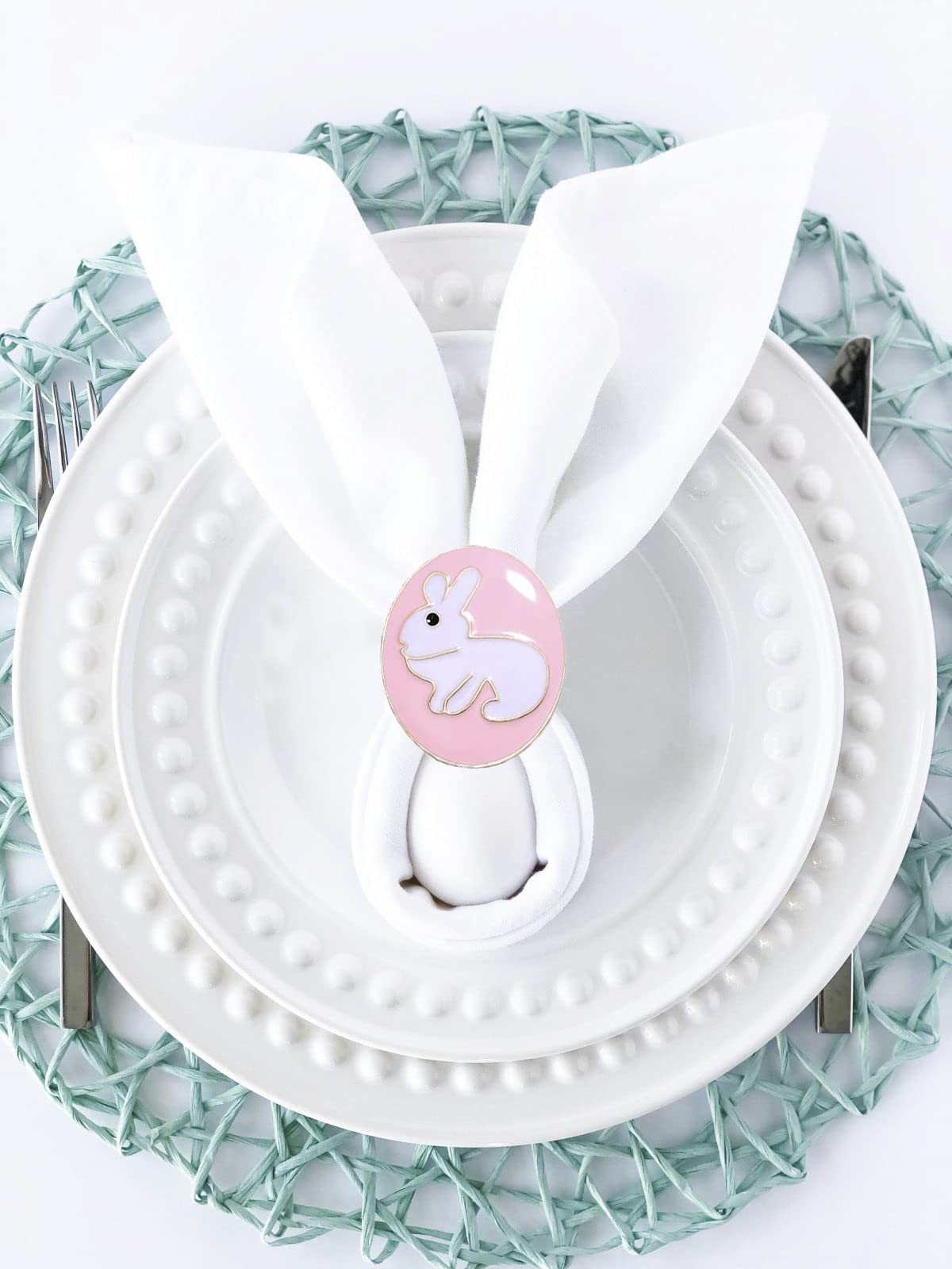 12-Piece Easter Bunny Egg Napkin Rings Set - Enamel Floral Spring Table Decor for Easter, Holiday & Party Dining - Perfect for Easter Brunch, Spring Gatherings & Festive Home Decor