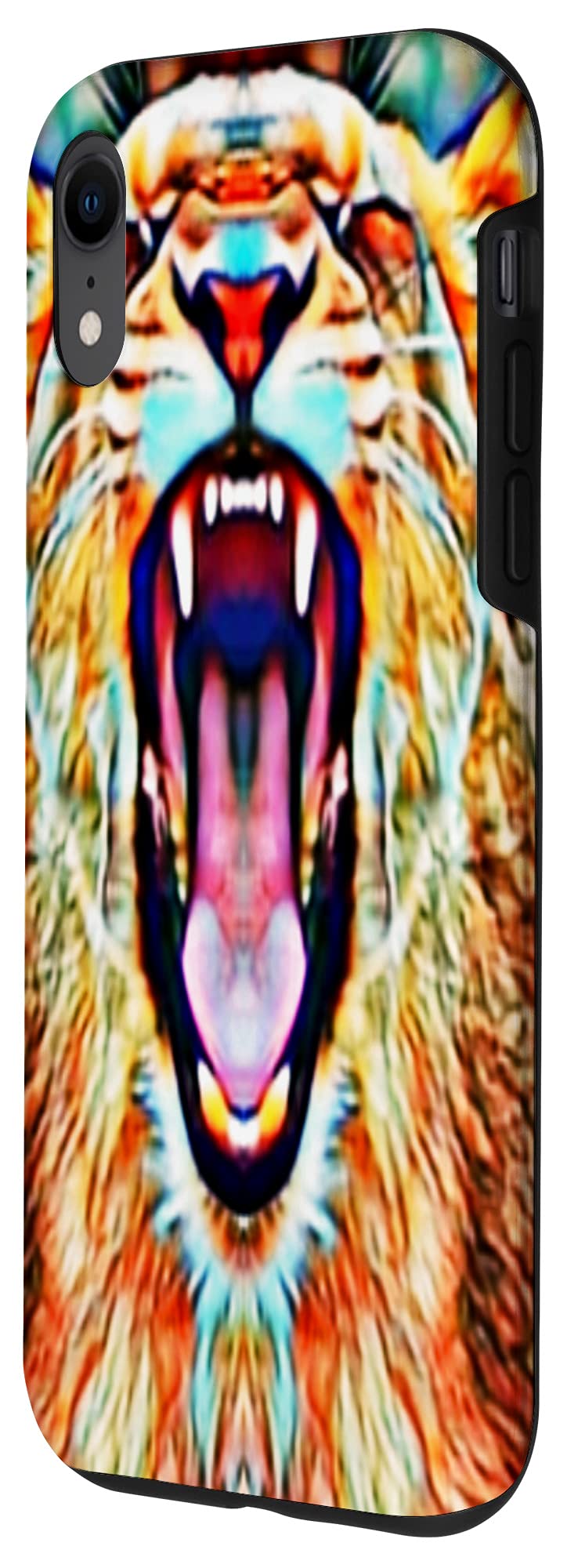 iPhone XR Case with Angry Tiger Face Cartoon Design - Durable Protective Cover for Everyday Use, Work, and Travel