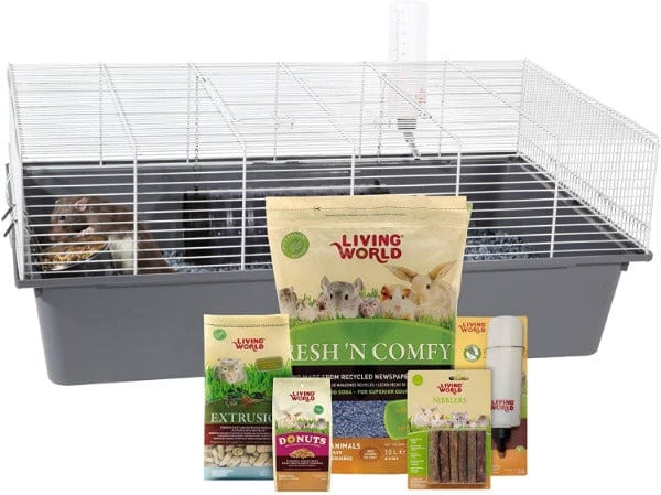 Living World Rat Starter Kit - Complete Small Pet Cage Set with Accessories for Hamsters, Gerbils, Mice | Perfect for Home, Classroom & Pet Store Habitats