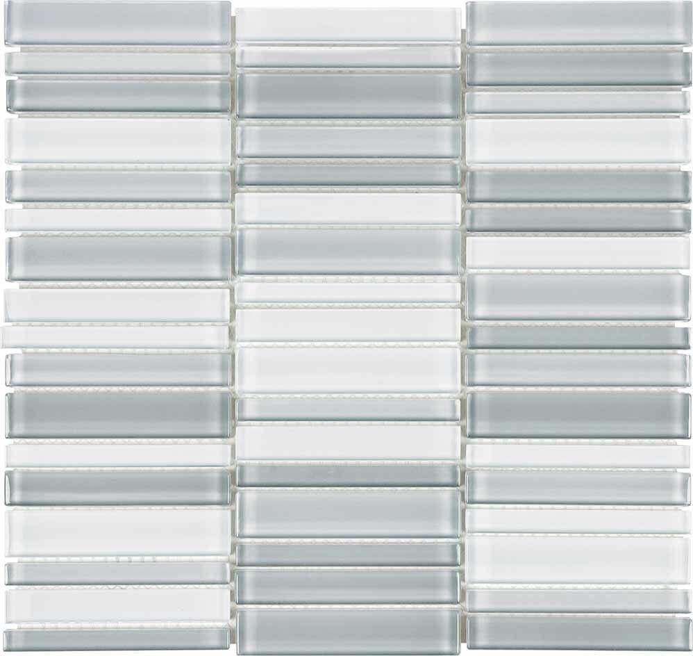 Stacked Multi Grey Glass Mosaic Tile - Peel and Stick Backsplash for Kitchen, Bathroom, and DIY Home Decor
