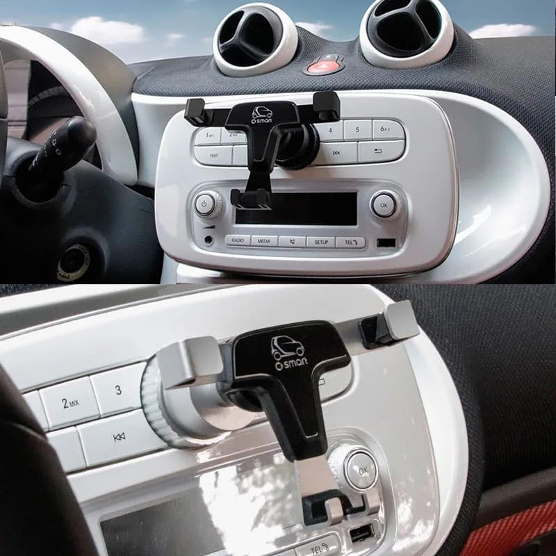 ZUOBYMBC Universal Air Vent Car Phone Holder for Smart Forfour Fortwo 453 2015-2019 - 360° Rotatable Dashboard Phone Mount Cradle - Black - Perfect for GPS Navigation & Hands-Free Driving