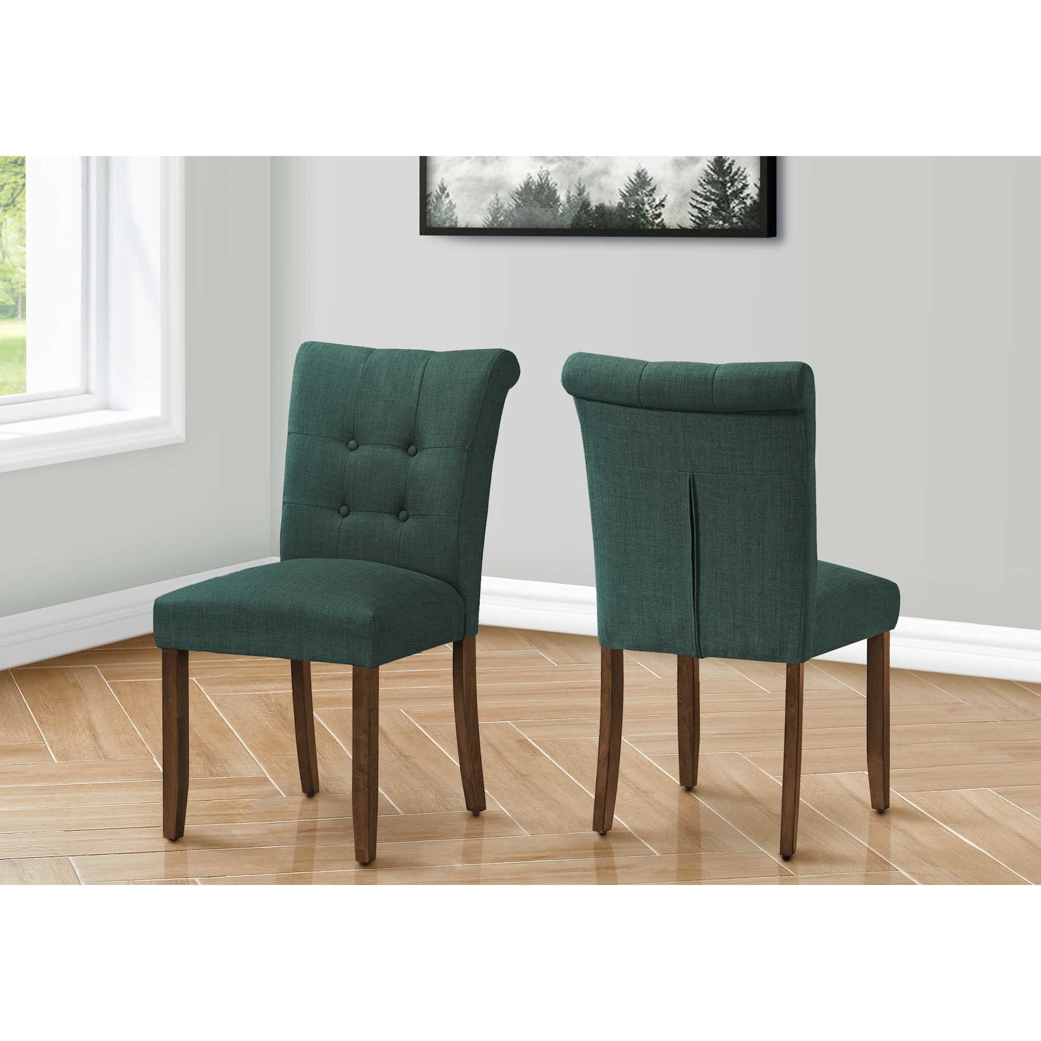 Modern Asher Dining Chairs Set of 2 - Mid Century Wooden Kitchen Chairs with Upholstered Seat - Perfect for Dining Room, Kitchen, Breakfast Nook & Home Office
