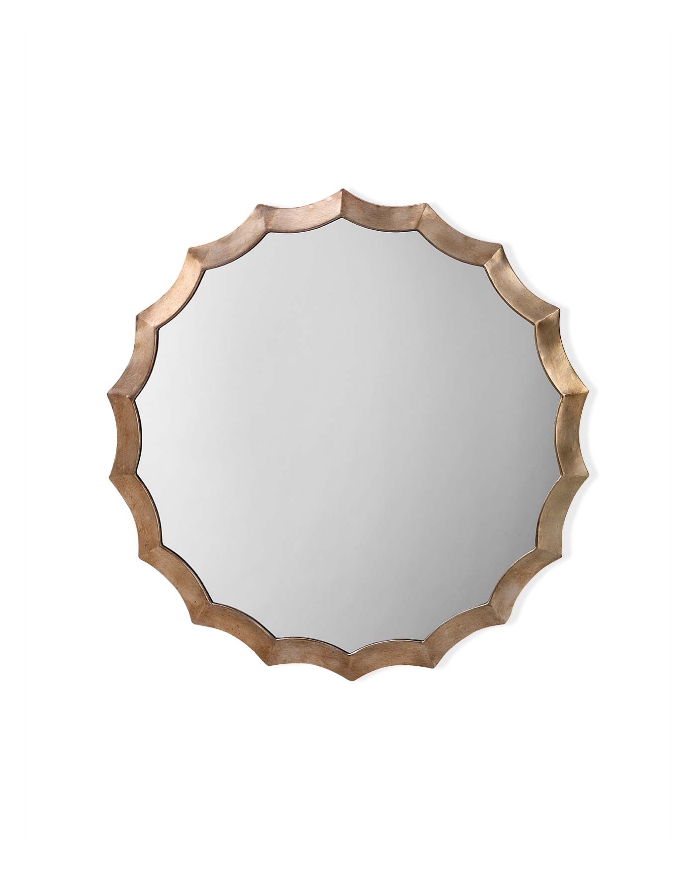 Vintage Round Scalloped Edge Wall Mirror - Decorative Boho Home Decor for Living Room, Bedroom & Entryway
