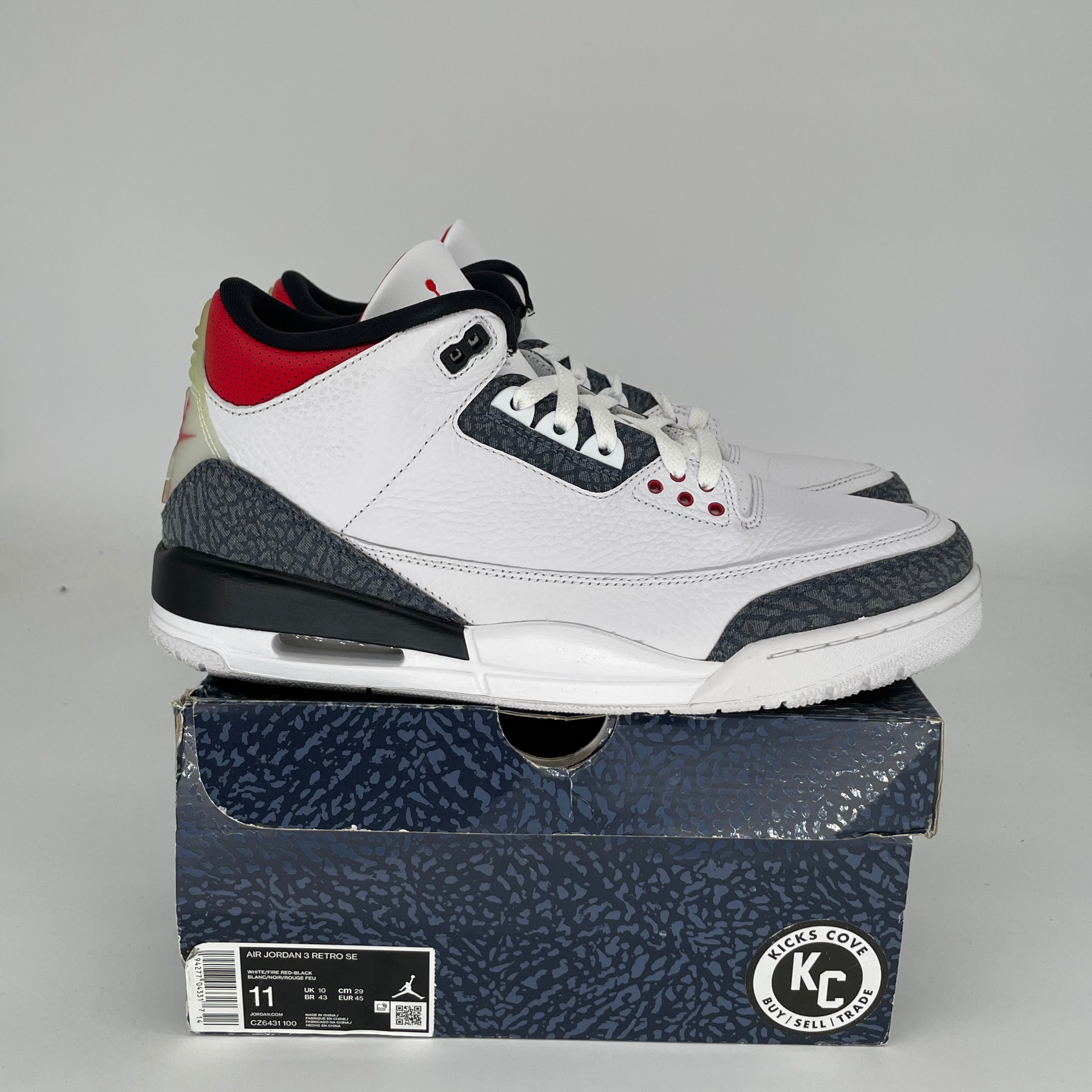 Original Title: AIR JORDAN 3 FIRE RED DENIM SIZE 11 CZ6431 100   Optimized Title: **Authentic Air Jordan 3 Retro 