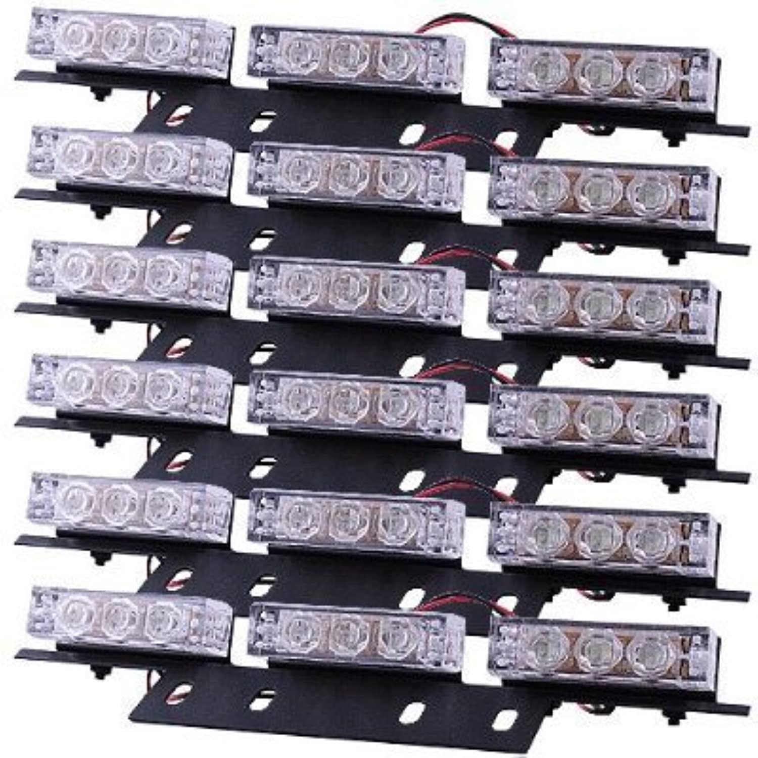 54 LED Emergency Strobe Lights - Amber & White for Vehicle Grille & Deck - Safety Warning Lights for Trucks & Emergency Vehicles