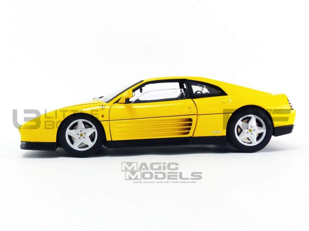 1989 Ferrari 348 TB Yellow Elite Edition 1/18 Scale Diecast Car Model by Hot Wheels - Collectible Sports Car for Display, Gifts & Racing Enthusiasts