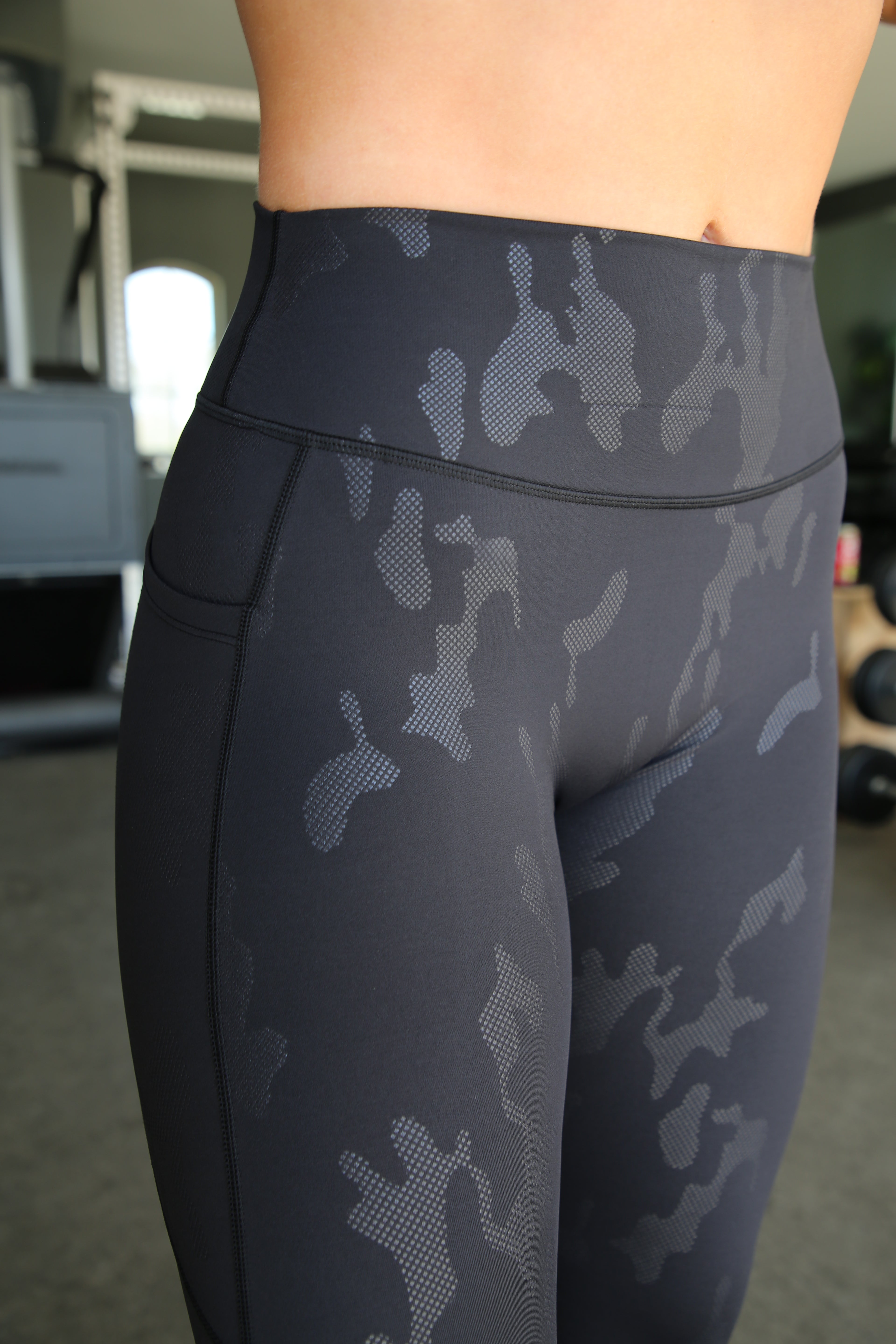 Empowered High-Waist Yoga Leggings with Pockets - Black Camo Print | Women's Workout Tights for Gym, Running & Lounge Wear