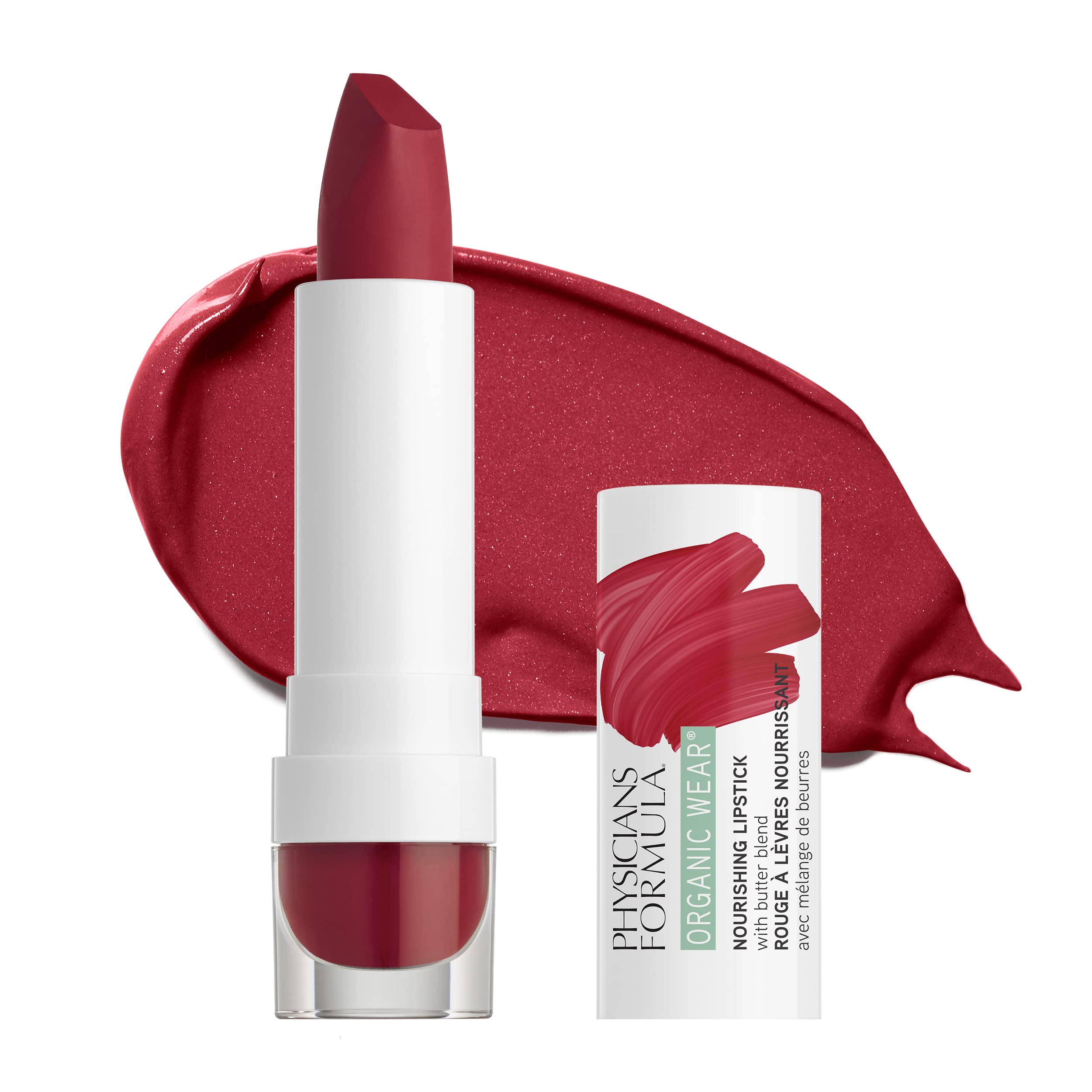 Physicians Formula Organic Wear All Natural Lipstick - Goji Berry, Nourishing & Dermatologist Approved, Gluten Free | Vegan Lip Color for Daily Wear, Date Night & Special Occasions