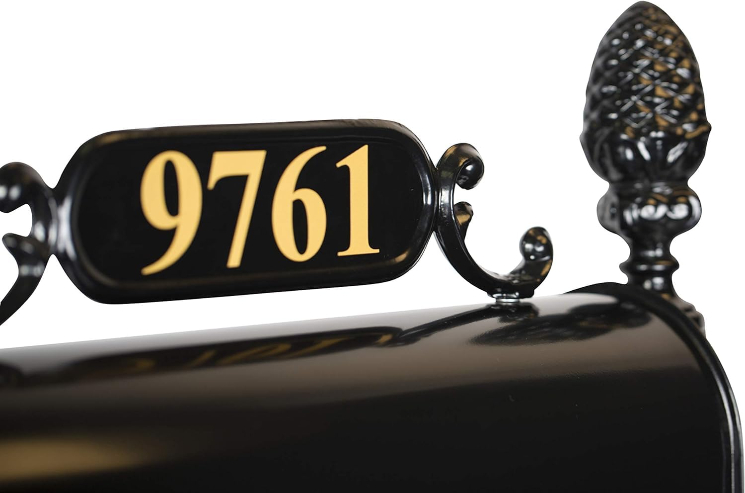 Black Rust-Resistant Charleston Mailbox & Post System with Address Plaque, Numbers & Scroll - Durable Outdoor Mailbox for Homes, Farms & Rural Properties - Includes Mounting Hardware (Standard Size)