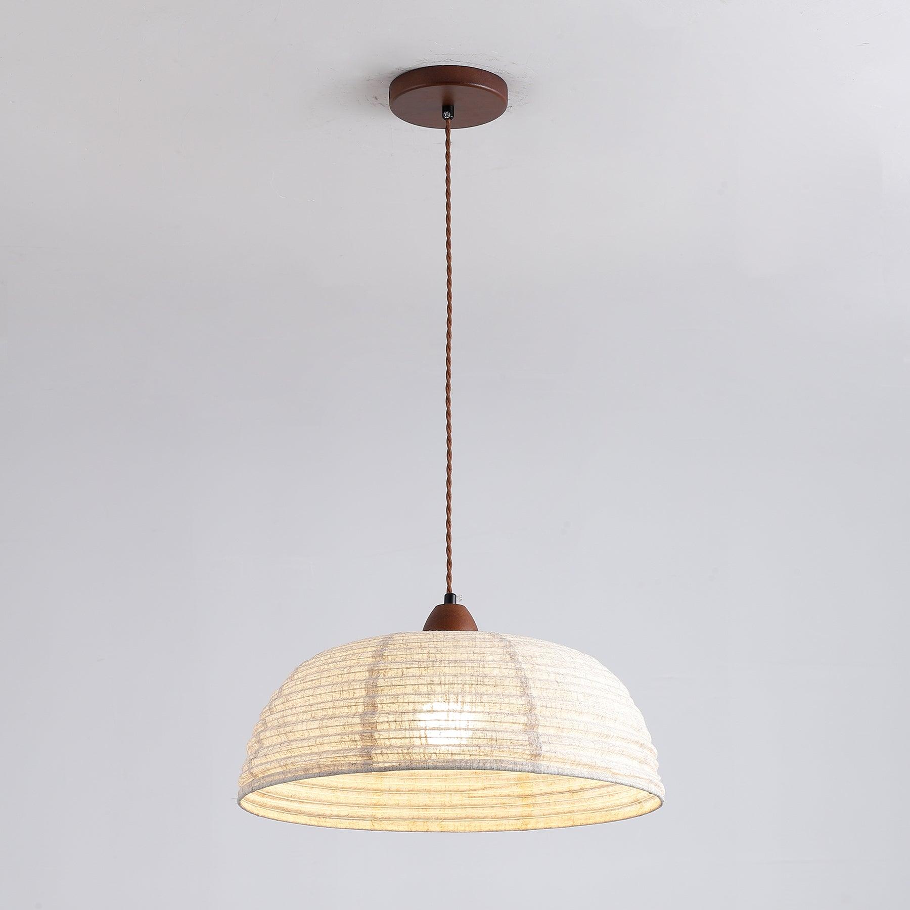 Modern Fabric Pendant Lamp - Handwoven Rattan Hanging Light for Dining Room, Bedroom, Living Room & Kitchen | Boho Chic Ceiling Fixture with Warm Ambient Lighting