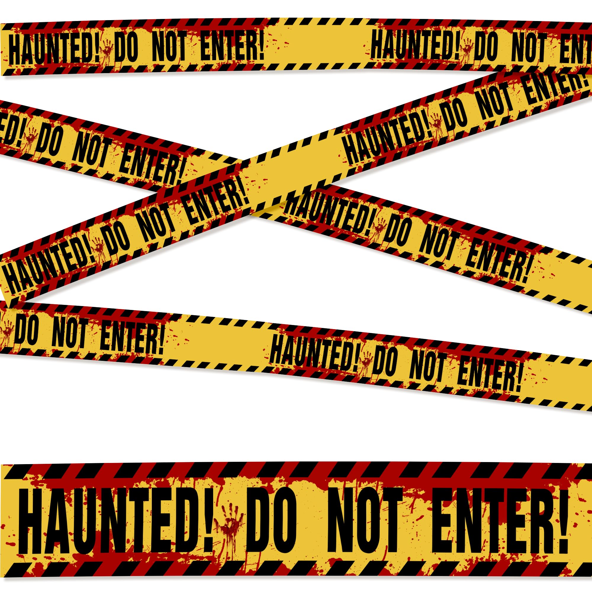 Haunted House Halloween Decorations - 3 Inch x 82 Ft Bloody Handprint Caution Tape with 'Do Not Enter' Warning - Scary Party Supplies for Indoor & Outdoor Horror Decor - Perfect for Spooky Parties, Haunted Trails, and Halloween Yard Displays