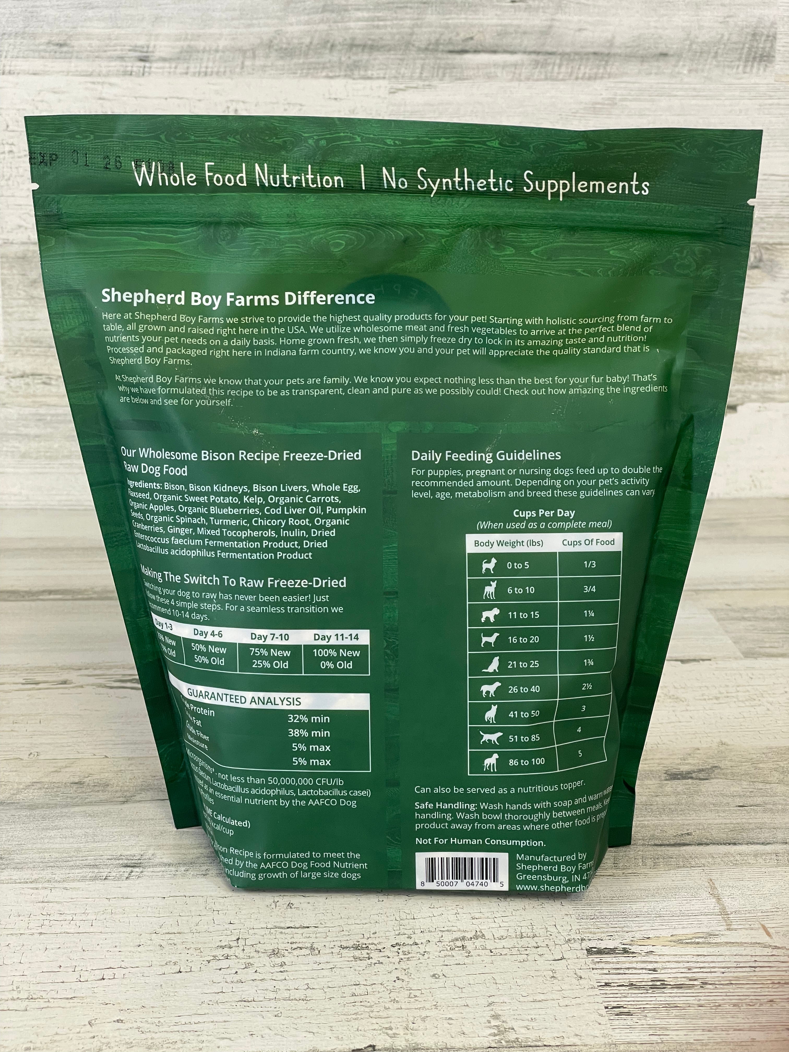 Shepherd Boy Farms Freeze Dried Bison Dog Treats - 14oz | All-Natural, Grain-Free, High-Protein Snacks for Training & Outdoor Adventures