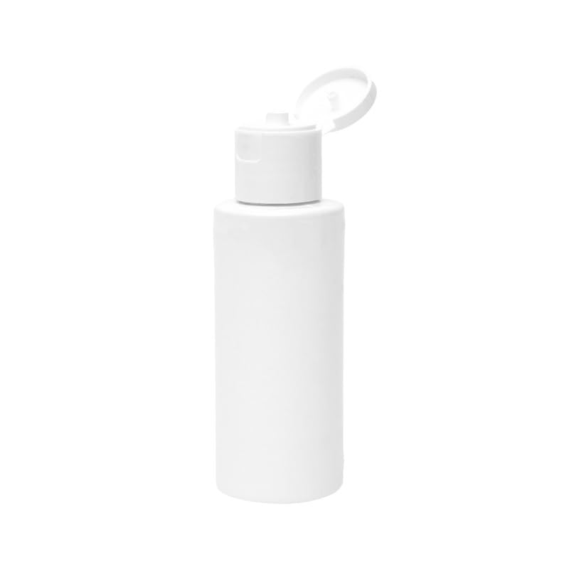 Round White HDPE Plastic Bottles 50ml (Pack of 4) with Flip-Top Cap - Leakproof Travel Containers for Essential Oils, Serums, DIY Skincare, Cosmetics - Perfect for Home Use & Travel Accessories