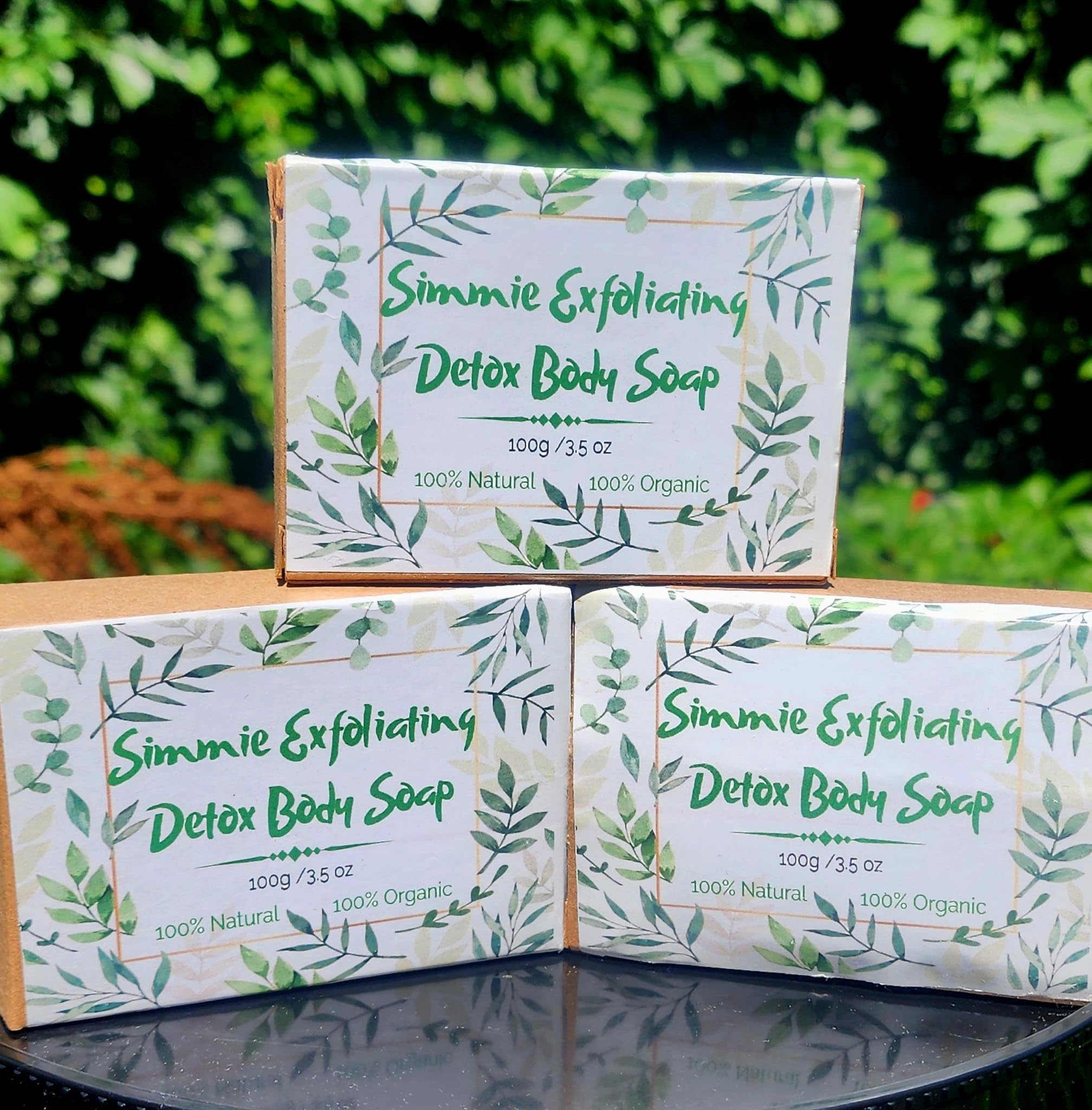 Simmie Exfoliating Detox Body Soap (3-Pack) - Natural Brown Sugar Scrub for Deep Cleansing & Skin Renewal | Perfect for Dry Skin, Body Acne & Post-Workout Detox