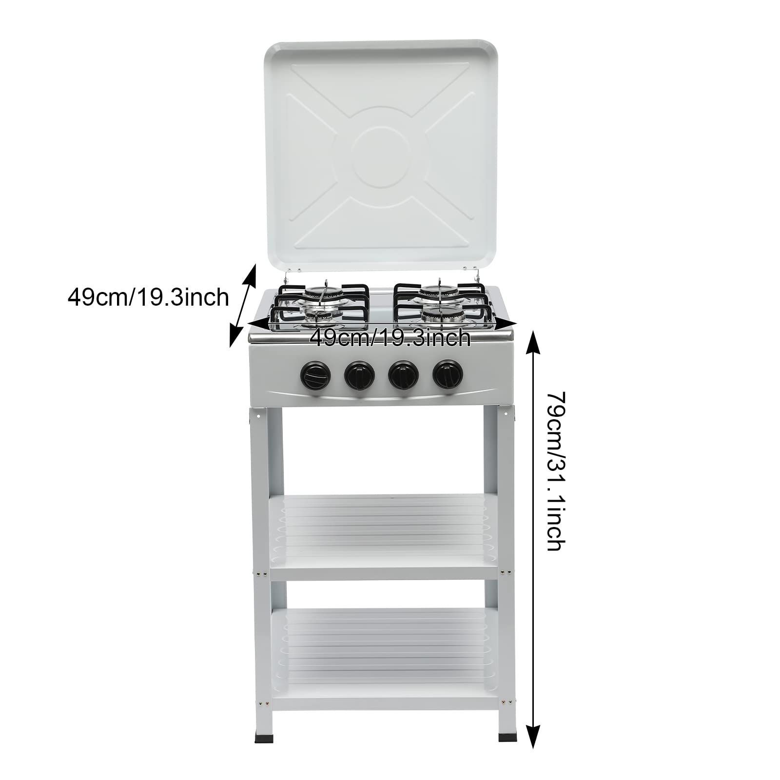 4 Burner Portable Camping Stove with Windproof Cover & Leg Stand - Manual Ignition Gas Stove for Outdoor Cooking, Picnics, RV Trips & Emergency Preparedness