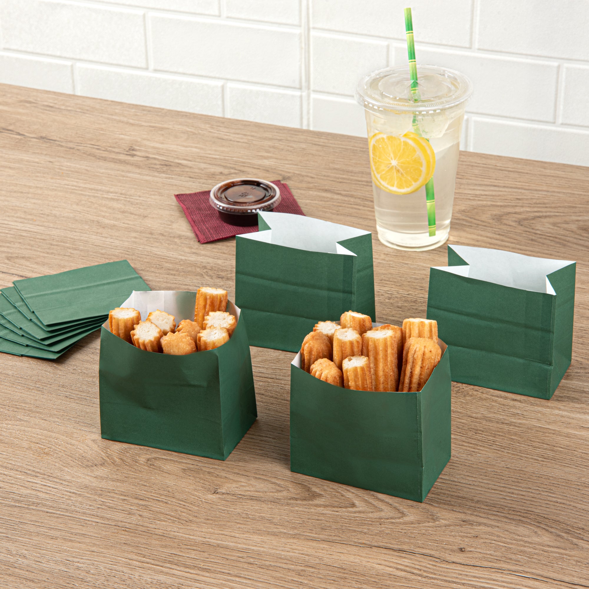 Eco-Friendly Forest Green Paper Snack Bags 3.75