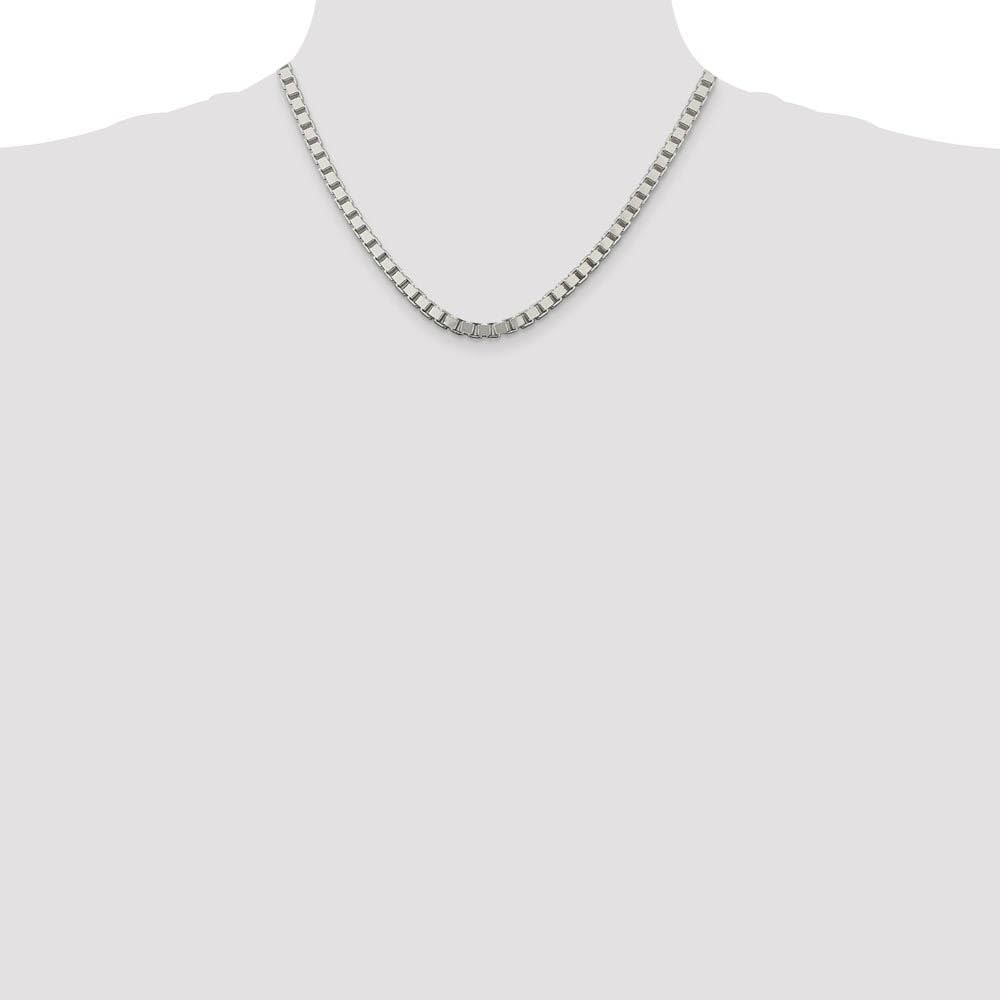 Sterling Silver 4.5mm Black Bow Box Chain Necklace for Women