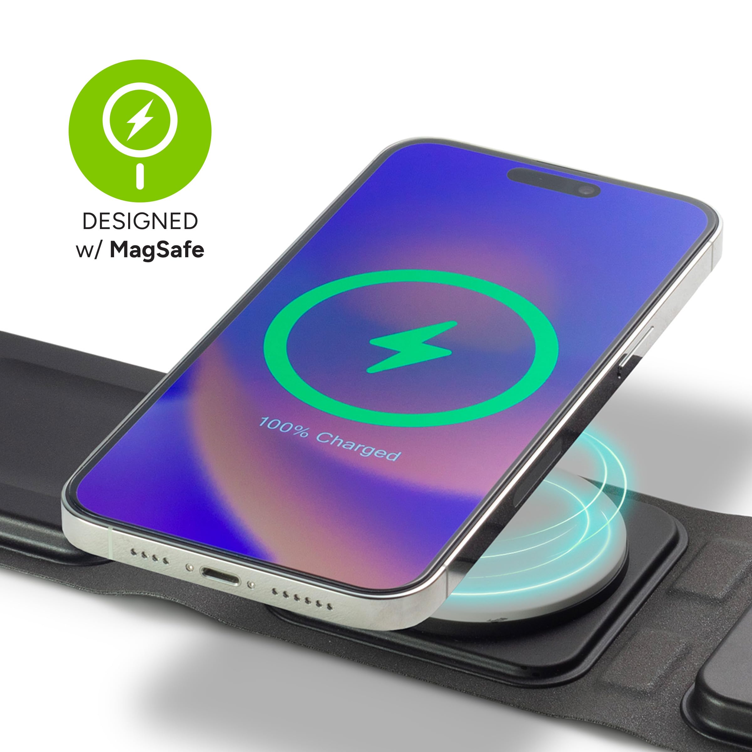 Mophie 3-in-1 MagSafe Travel Charger - Fast Wireless Charging Station for iPhone 16/15/14/13/12, Apple Watch & AirPods | Apple MFi Certified | Perfect for Home, Office & Travel Charging