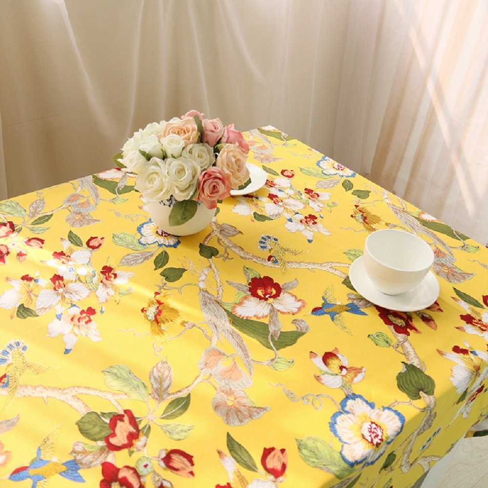 Bohemian Style 100% Cotton Printed Tablecloth - Flying Birds Design Rectangular Table Cover 55