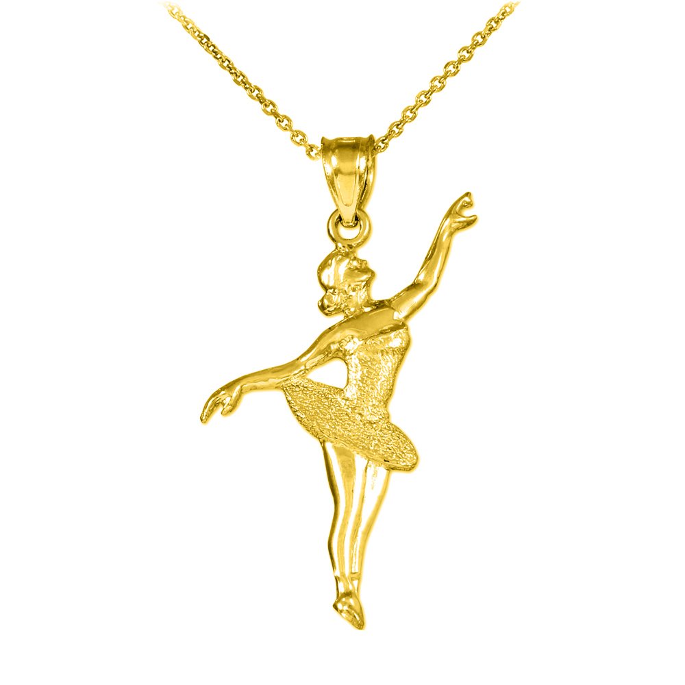 14K Yellow Gold Ballet Dancer Pendant Necklace for Women - Elegant Ballet Jewelry Gift for Dancers, Ballerinas & Dance Lovers - Perfect for Performances, Recitals & Special Occasions