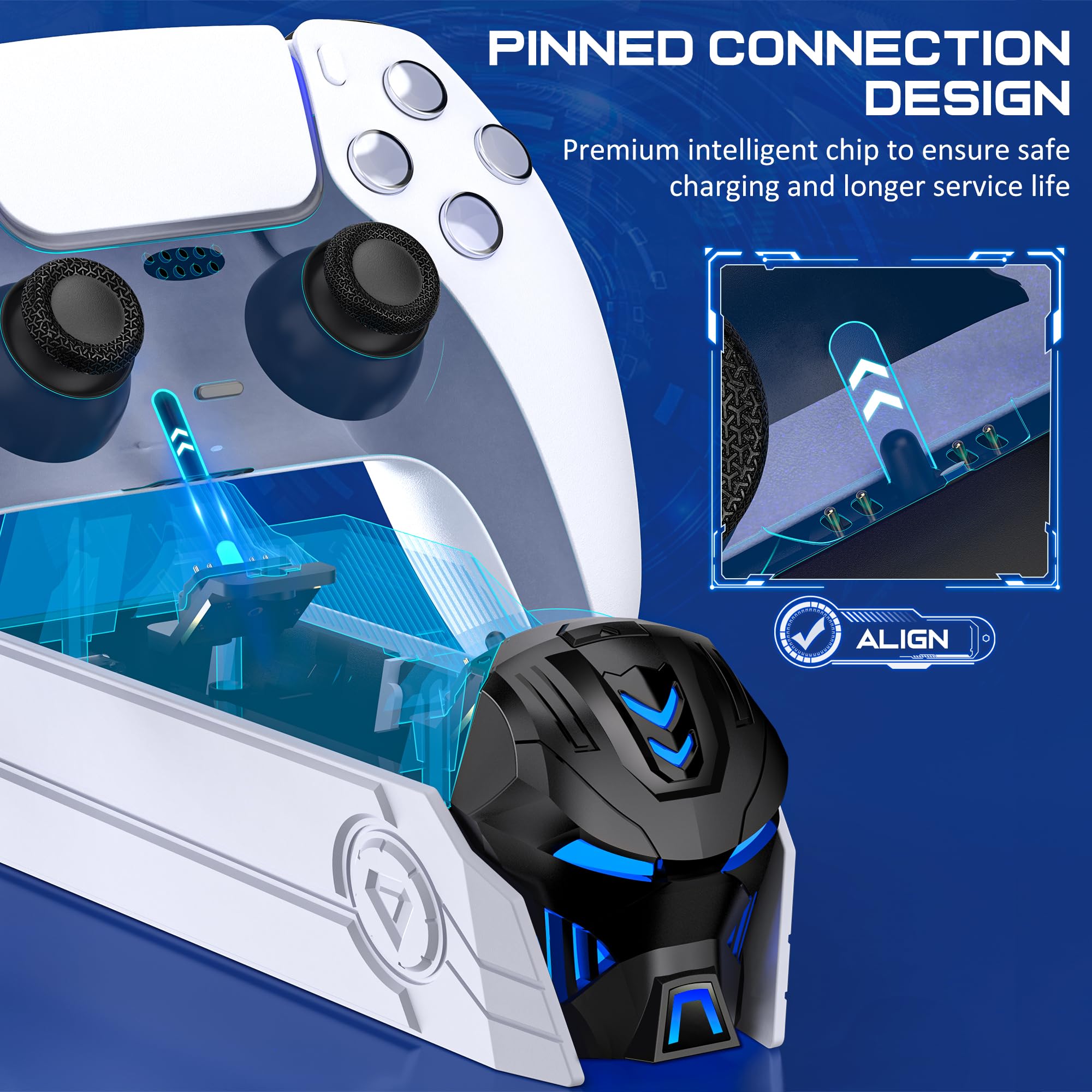 PS5 Controller Charger Station for DualSense & DualSense Edge - Fast Charging Dock with LED Indicators | Compatible with PlayStation 5 Controllers & Faceplates | Perfect for Gaming Setup & Multi-Controller Charging