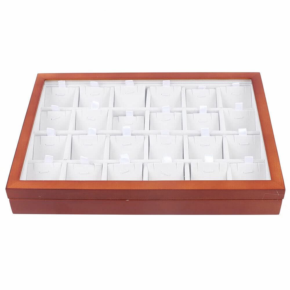 Modern 24-Slot Wooden Jewelry Organizer Box - Elegant Storage for Necklaces, Earrings, Bracelets & Rings - Perfect for Girls' Bedroom, Travel & Gift Giving