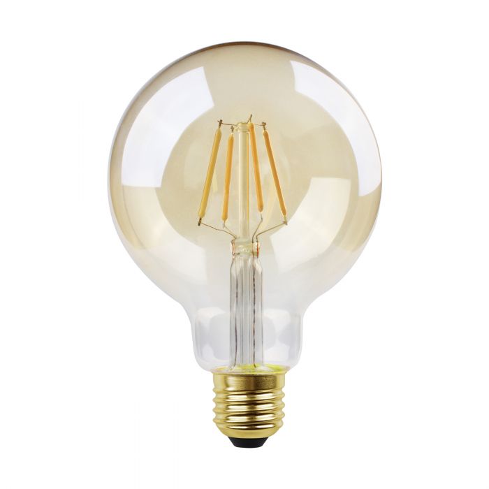 4.5W E27 G95 2200K Warm White Step Dimmable Amber Glass LED Bulb - Perfect for Vintage Lighting, Bedroom Ambiance & Restaurant Decor