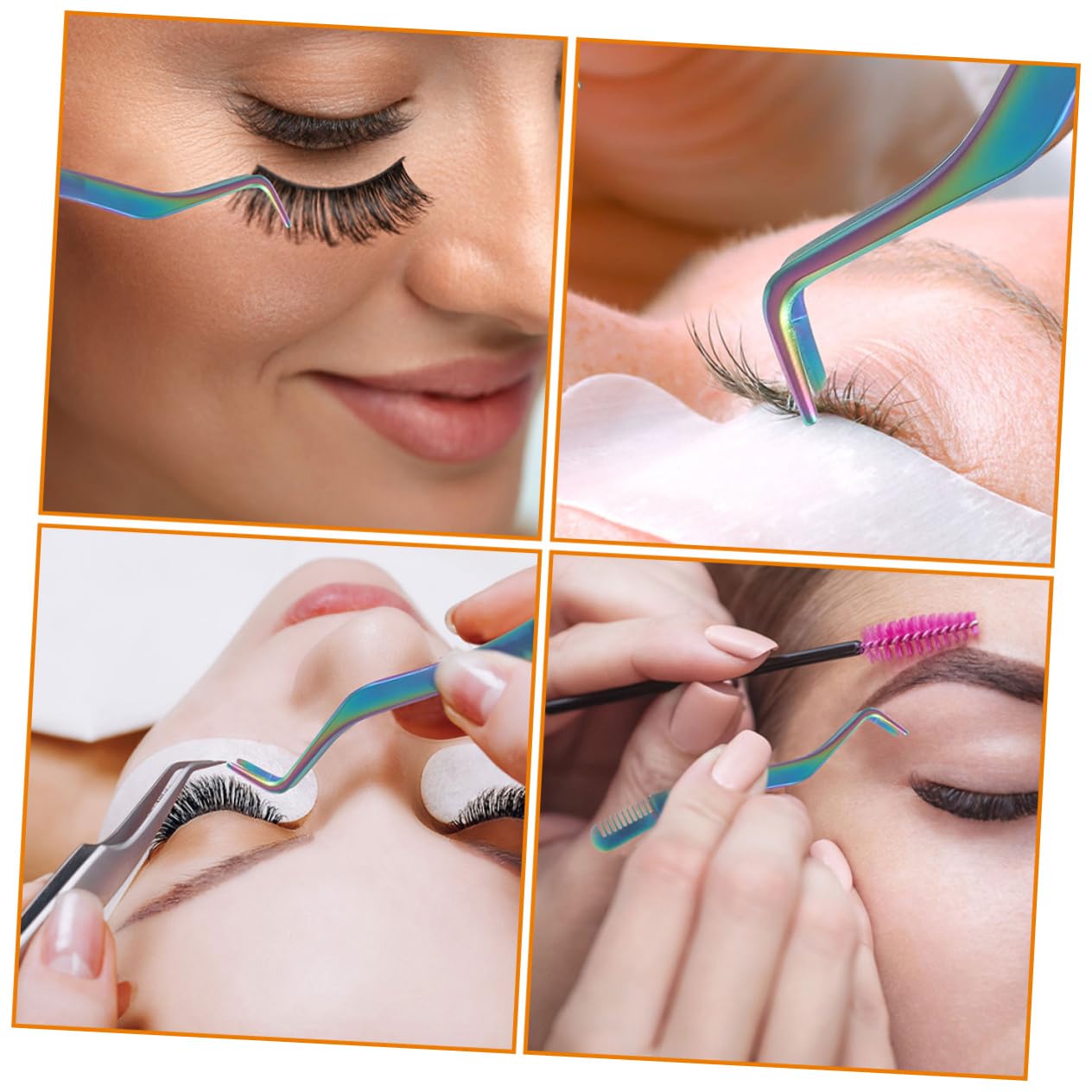 2pcs Stainless Steel Eyelash Tweezers with Comb - Precision Lash Applicator & Eyebrow Tool for Women & Men - Perfect for Eyelash Extensions, Salon Use & DIY Beauty Care at Home