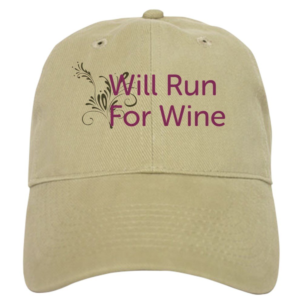 Will Run for Wine Adjustable Baseball Cap - Fun Wine Lover Gift