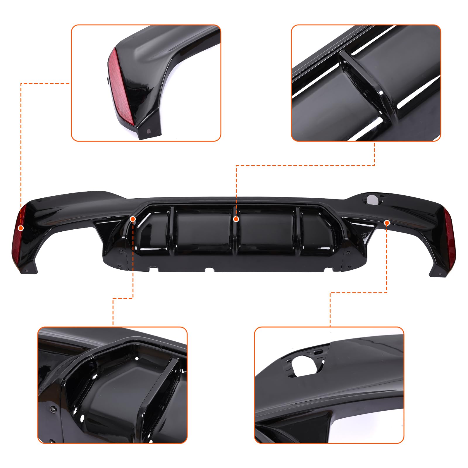 BMW 5 Series G30 G31 G38 Rear Diffuser (2017-2023) - M Sport Style Glossy Black Bumper Lip for 4-Door Sedan | Enhances Aerodynamics & Sporty Look for Street & Track Performance