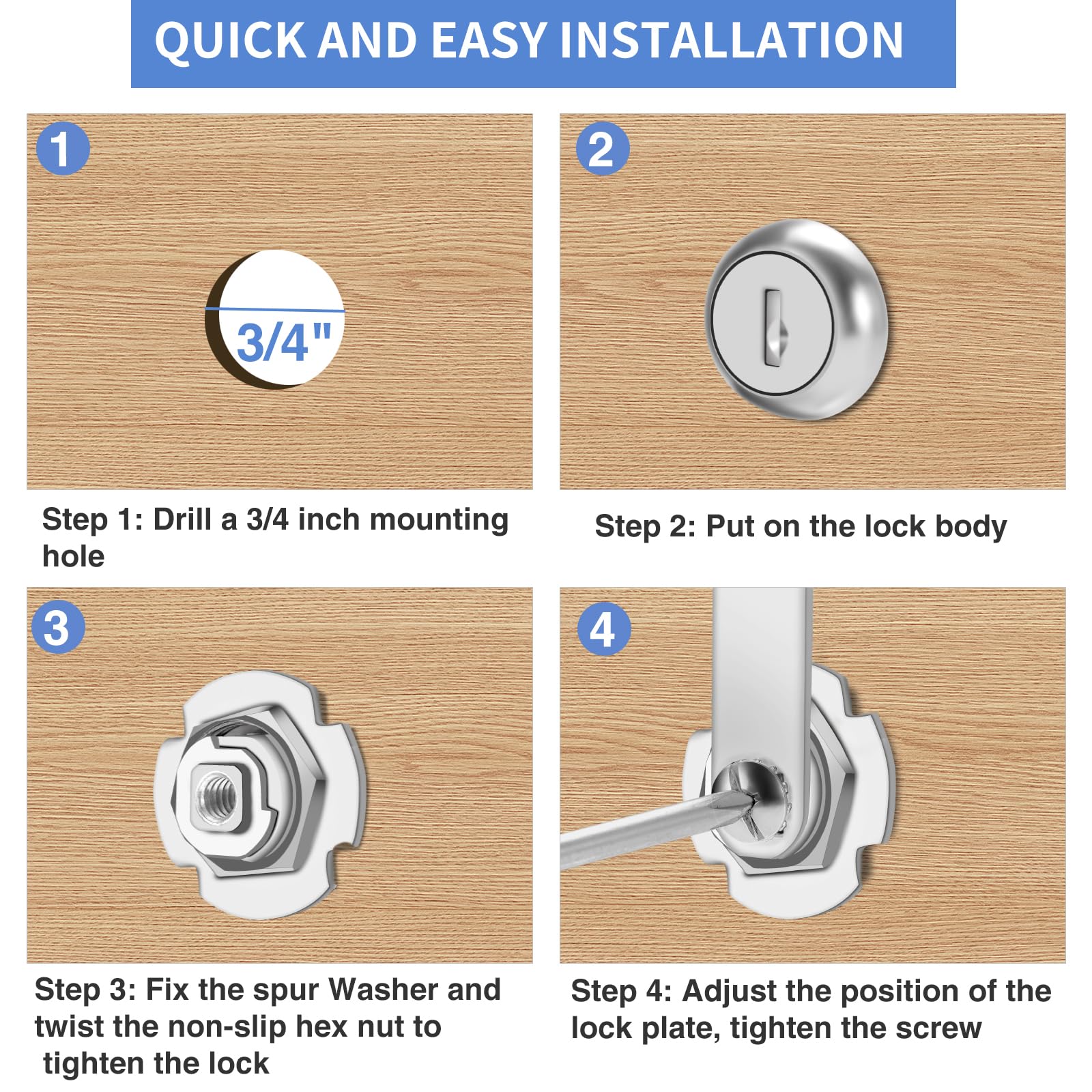 2 Pack Cabinet Lock with Keys - 2