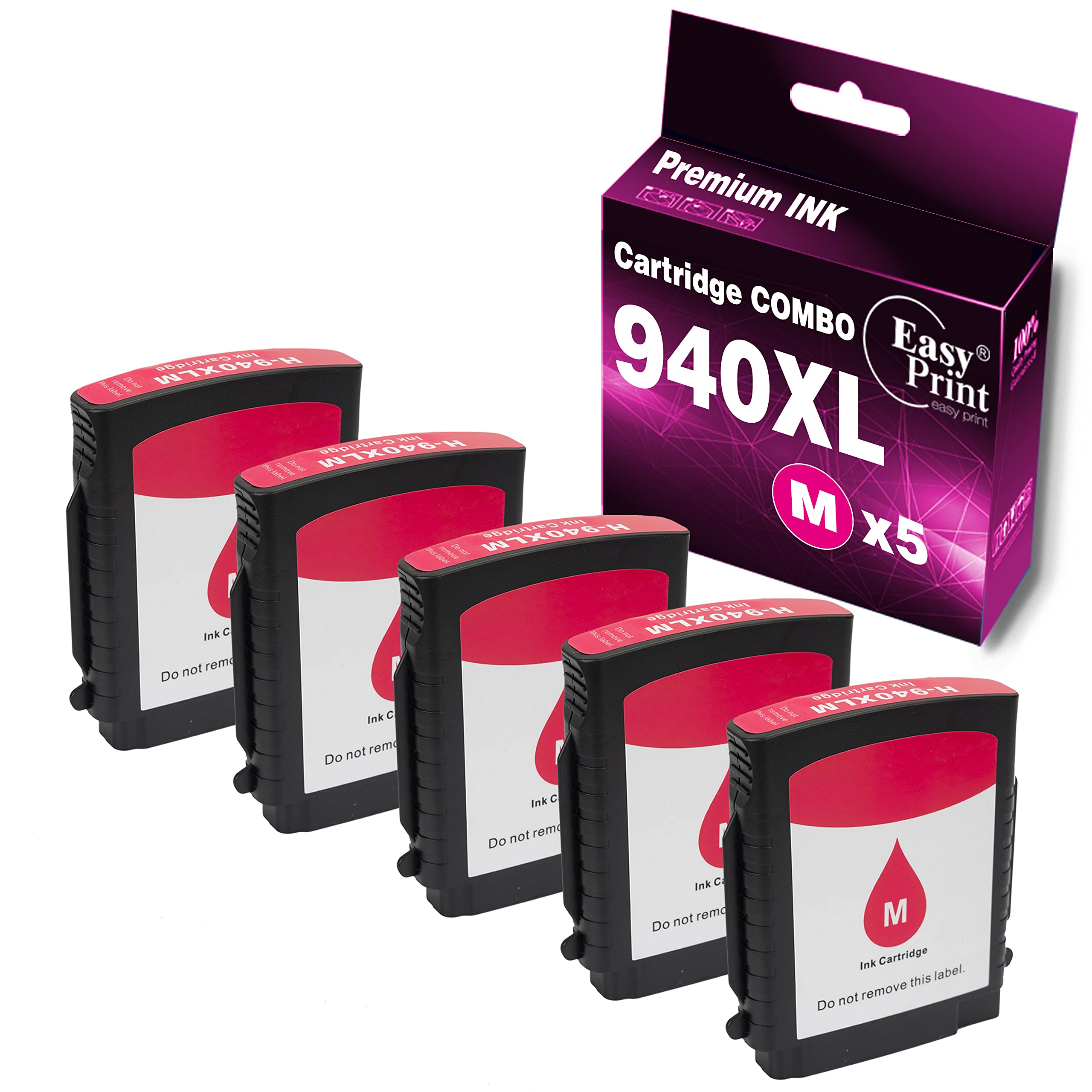 EASYPRINT Compatible Ink Cartridge Replacement for HP 940 940XL - Works with Officejet Pro 8000/8500/8500A Printers (5-Pack, Magenta) - High-Quality Printing for Home Office & Business Documents