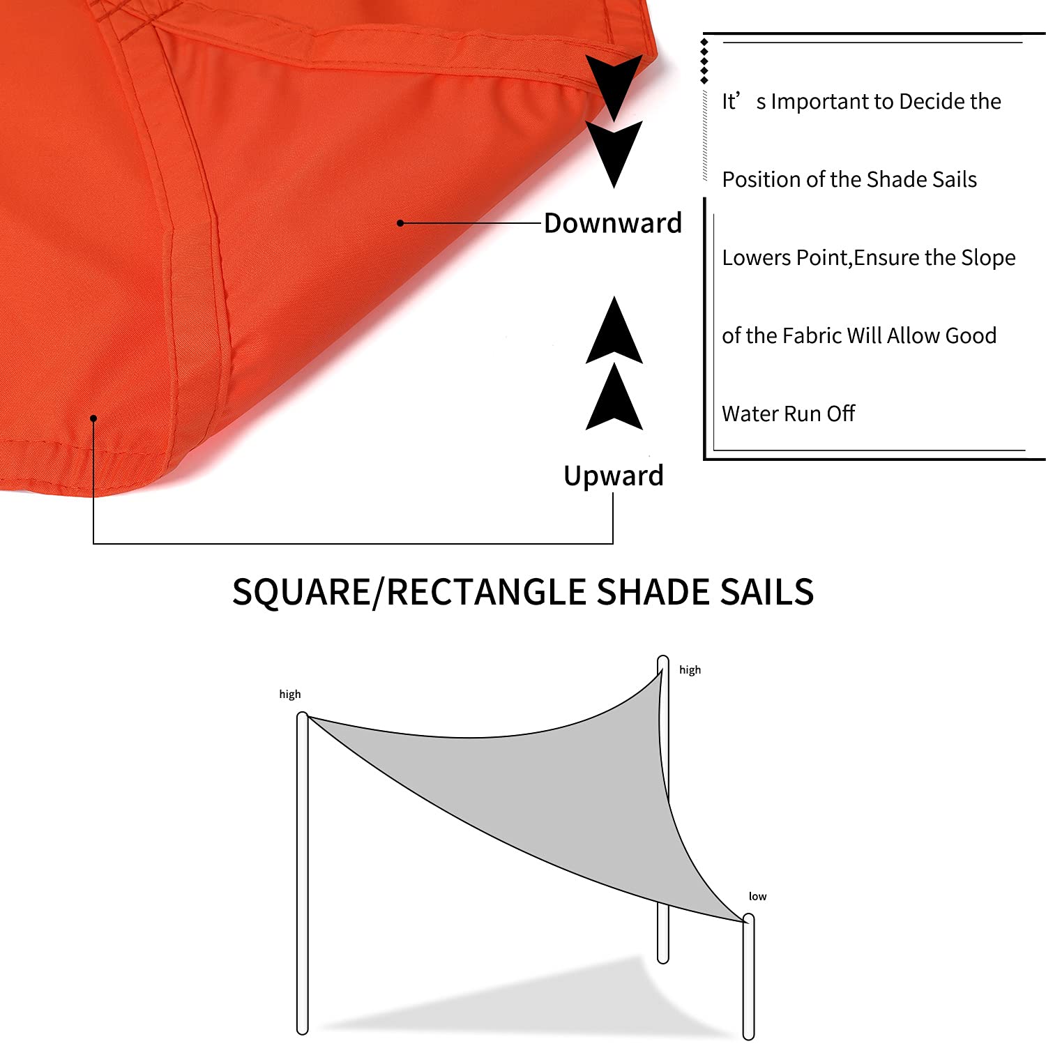 10'×13'×16' Orange Triangle Shade Sail - UV Block & Waterproof Sun Canopy for Backyard, Patio, Garden, Pool | Custom Outdoor Shade Solution for Summer Relaxation & Outdoor Activities