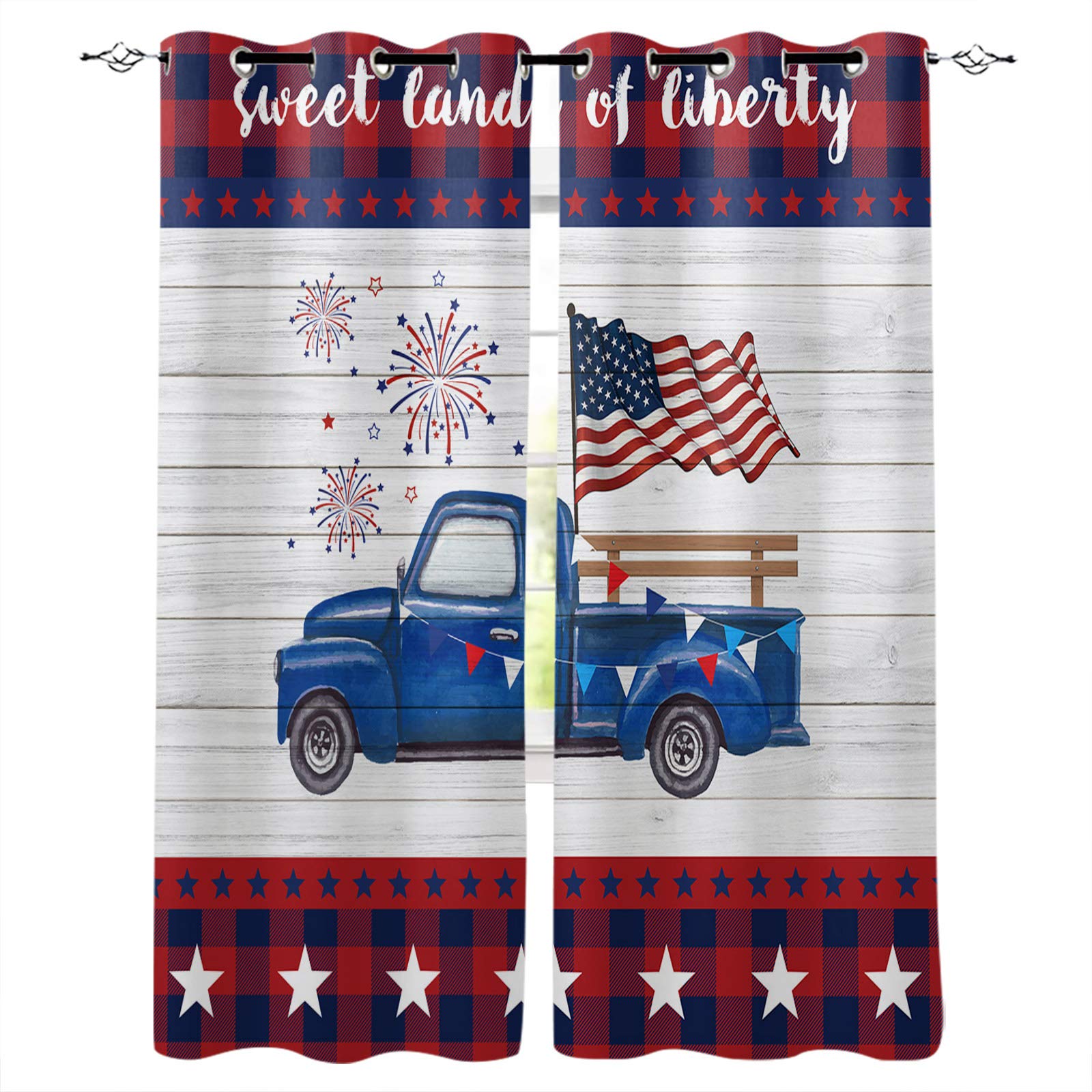 American Flag Blackout Curtains for Bedroom & Living Room - Thermal Insulated Room Darkening Window Drapes with Grommet Top (2 Panels, 42x84 Inch) - Perfect for Home Decor, Nursery & Home Theater