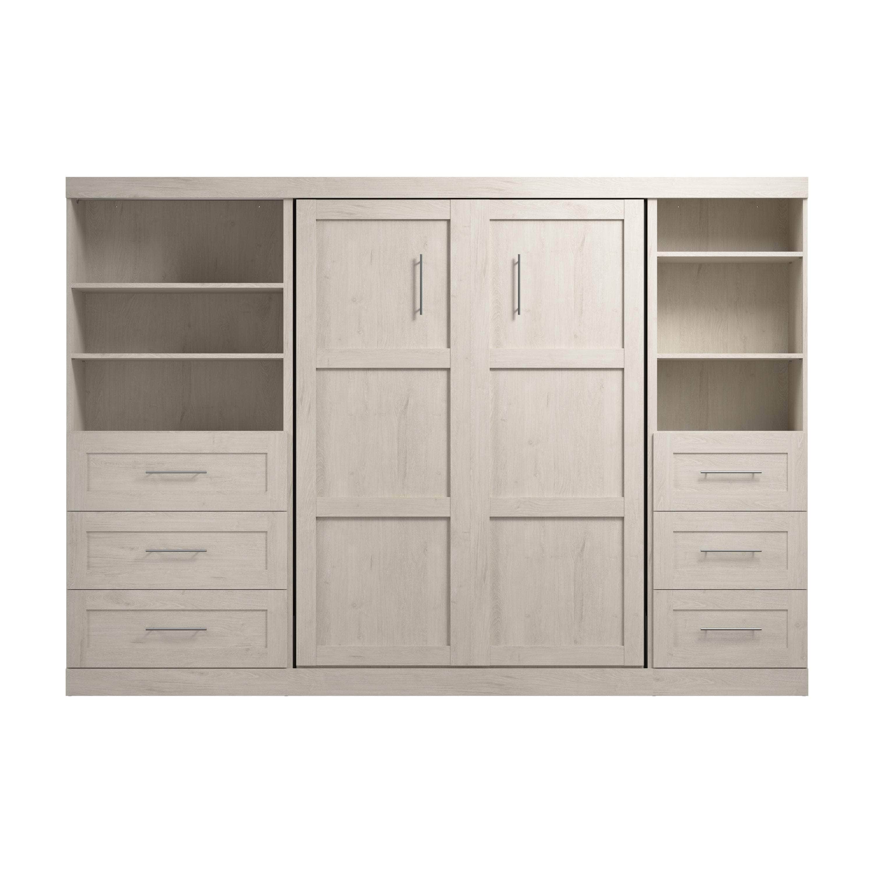 Pur Full Murphy Wall Bed with 2 Storage Units & Drawers (120 Inch) - 5 Color Options | Space-Saving Wall Bed for Small Apartments & Guest Rooms