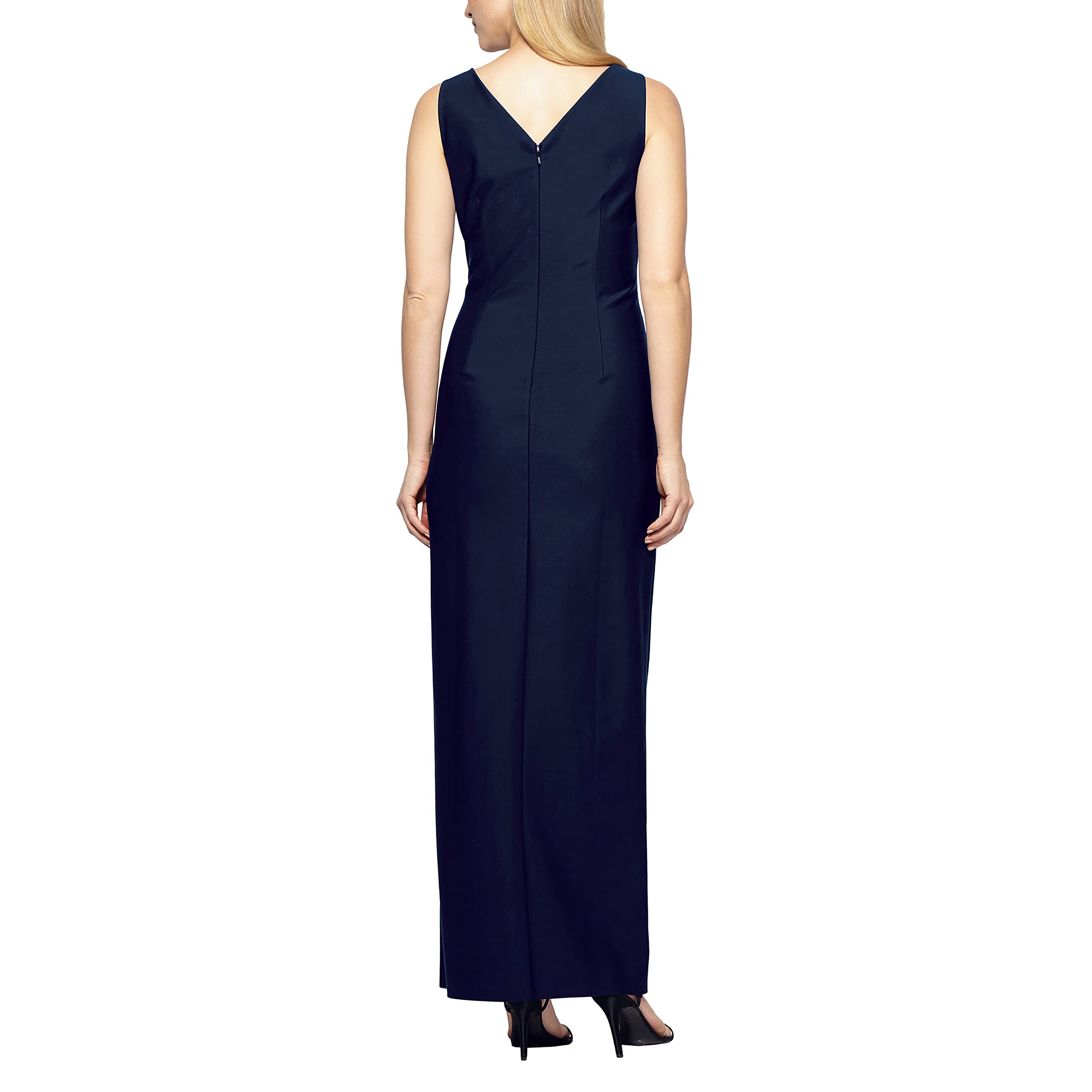 Alex Evenings Women's Slimming Long Side Ruched Mother of The Bride Dress with Cascade Ruffle Skirt - Petite & Regular Sizes - Perfect for Weddings, Formal Events & Special Occasions