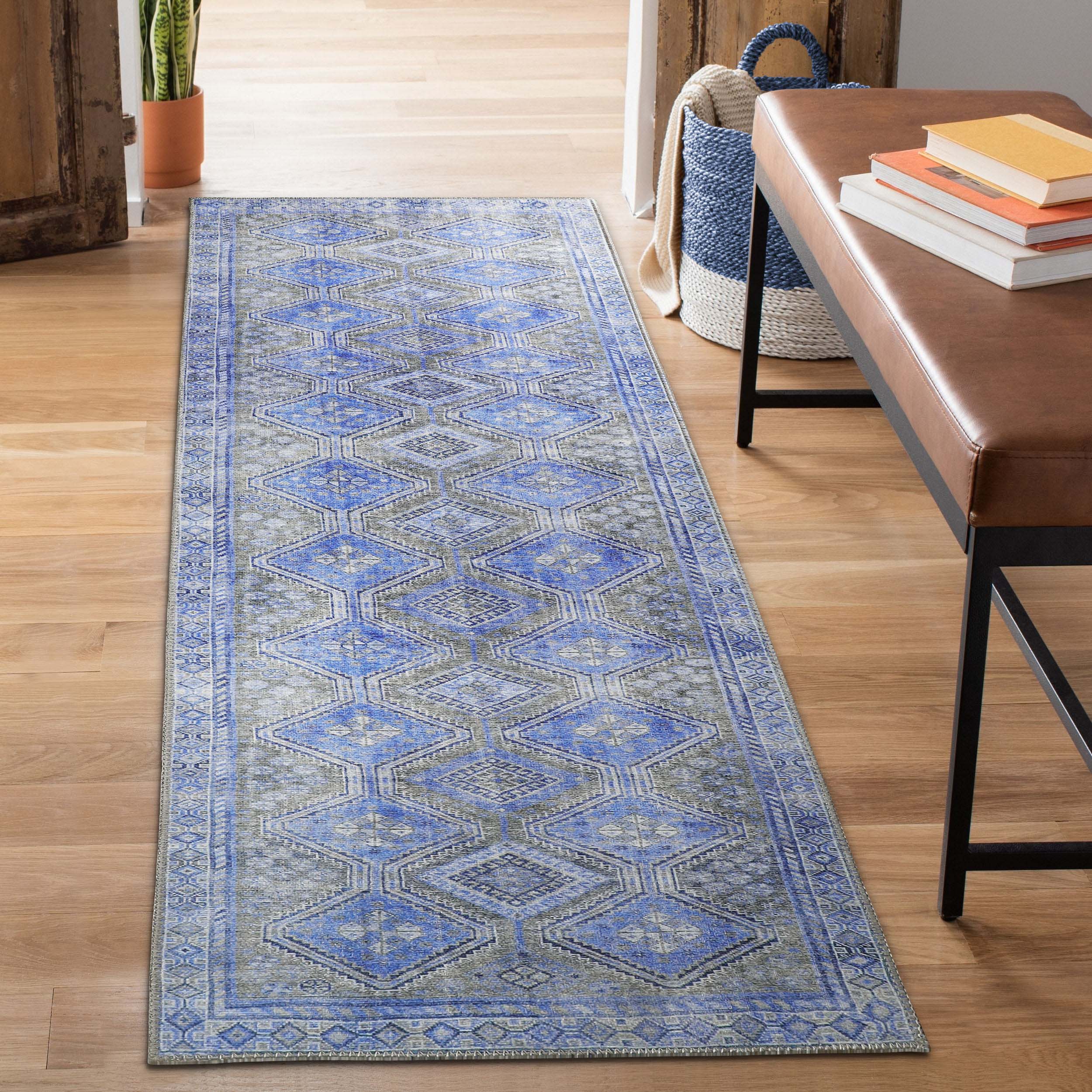Southwestern Geometric Diamond Pattern Indoor Area Rug & Runner - Perfect for Living Room, Bedroom, or Hallway Decor