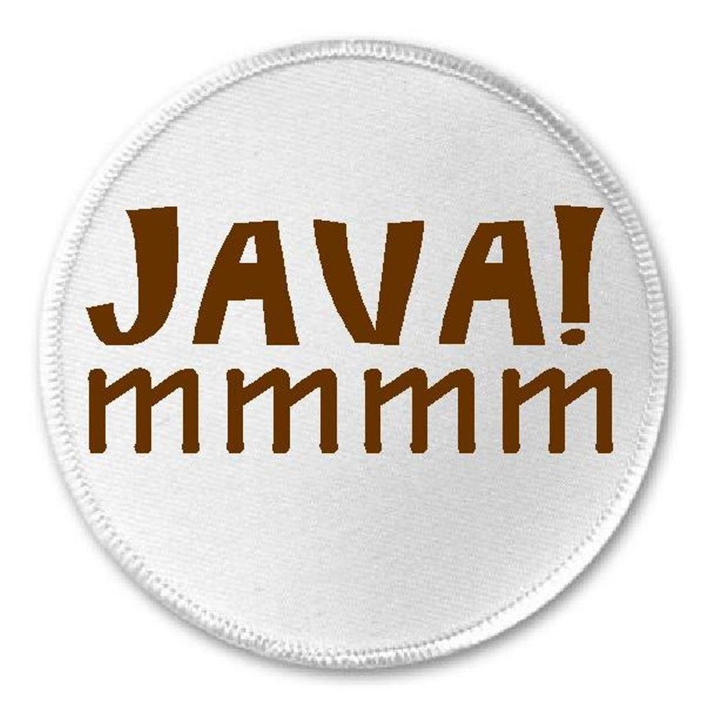 Java! MMMM - 3 Inch Circle Sew On or Iron On Patch for Jackets, Bags & DIY Crafts | Embroidered Applique for Clothing Customization