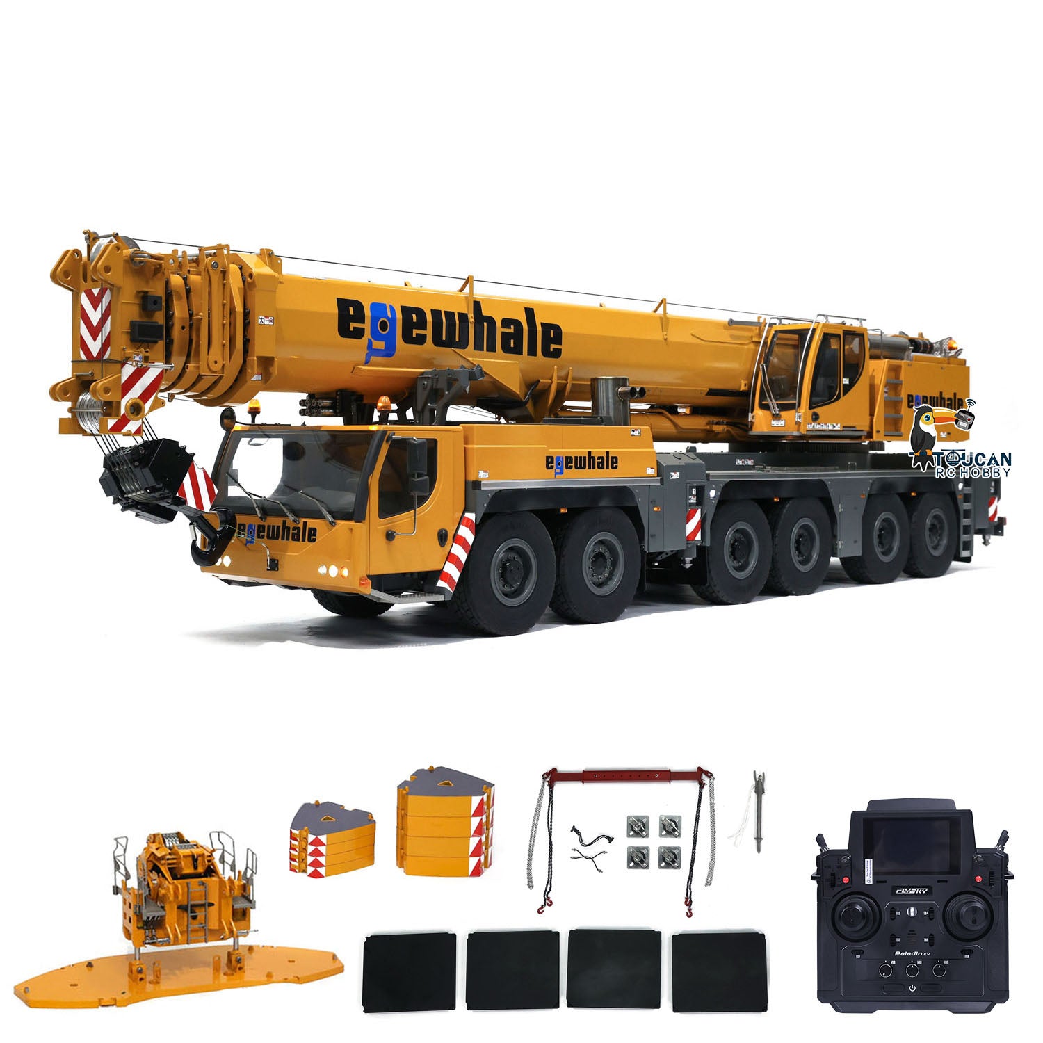 Eyewhale 1/14 Scale 6-Axle LTM1350 RC Hydraulic Mobile Crane - 5M Length Radio Controlled Heavy Duty Construction Vehicle, PNP Hobby Model for Adults - Perfect for Construction Simulation, RC Enthusiasts & Collectors