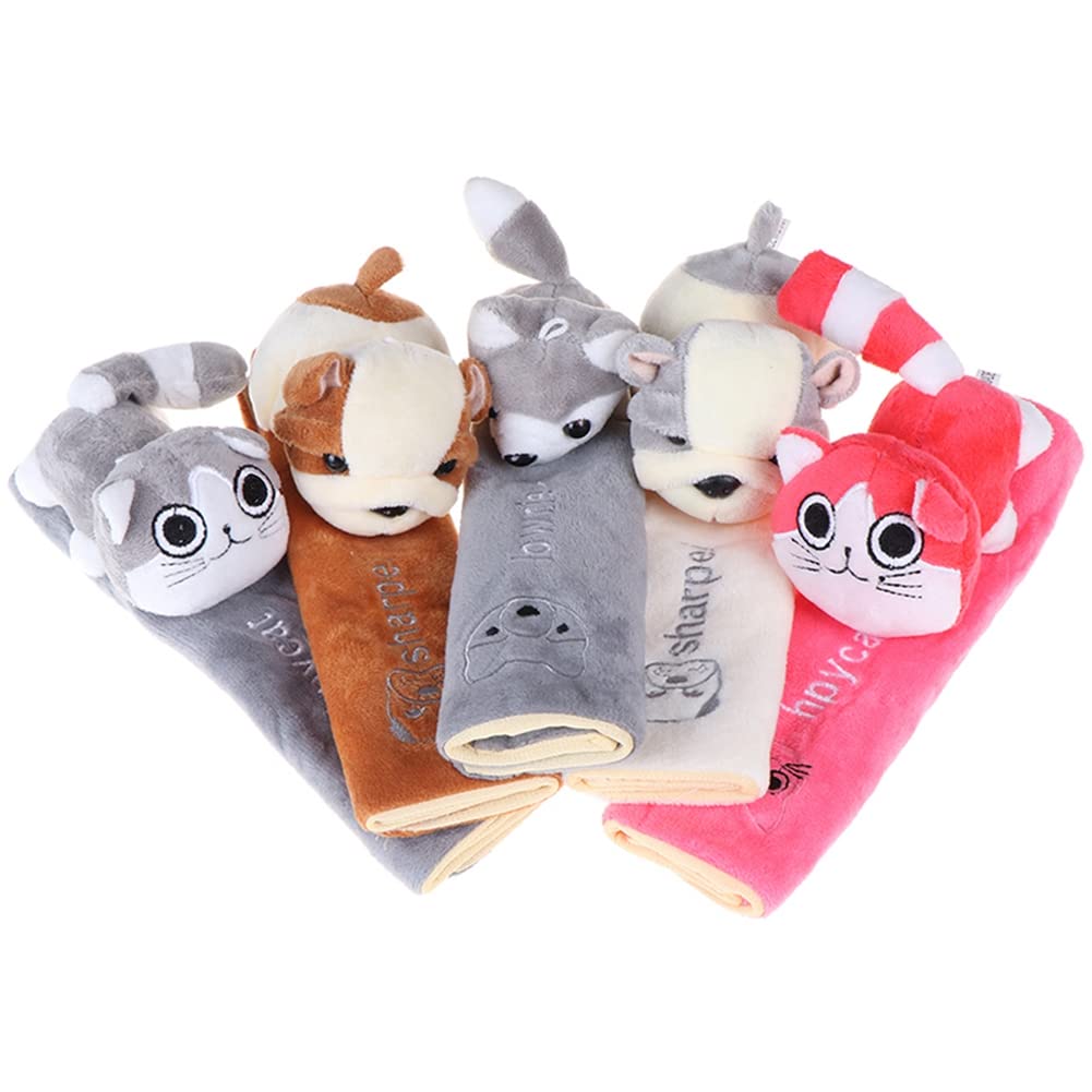 Katutude Adjustable Super Soft Car Seat Belt Cushion Cover - Plush Animal Shoulder Strap Pad Protector for Kids & Adults (Gray Fox) | Comfortable Driving & Long Road Trip Accessory
