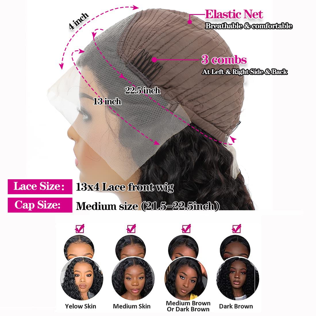 13x4 HD Transparent Lace Front Wigs Human Hair - 180% Density Deep Wave Glueless Lace Wig with Baby Hair & Pre-Plucked Hairline for Women | Natural Black Color 28 Inch | Perfect for Daily Wear, Parties & Special Occasions