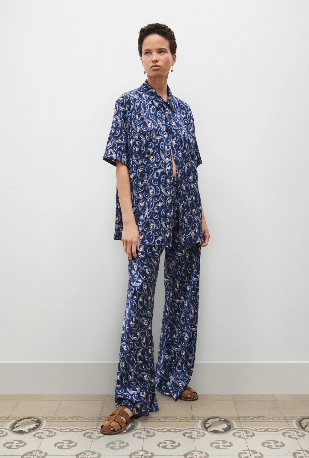 Stylish Bias Cut Pants with Houndstooth Paisley Print - Perfect for Office Wear & Casual Outfits