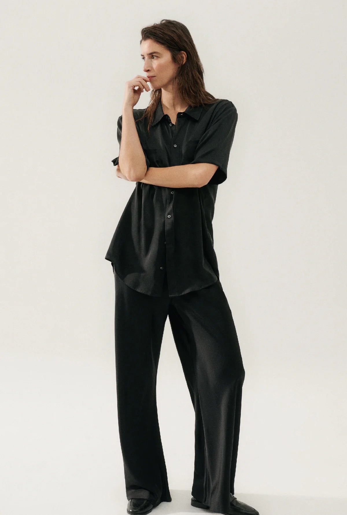 Bias Cut Pants for Women - High Waist Flowy Wide Leg Trousers in Black | Perfect for Office, Casual Wear & Evening Outfits